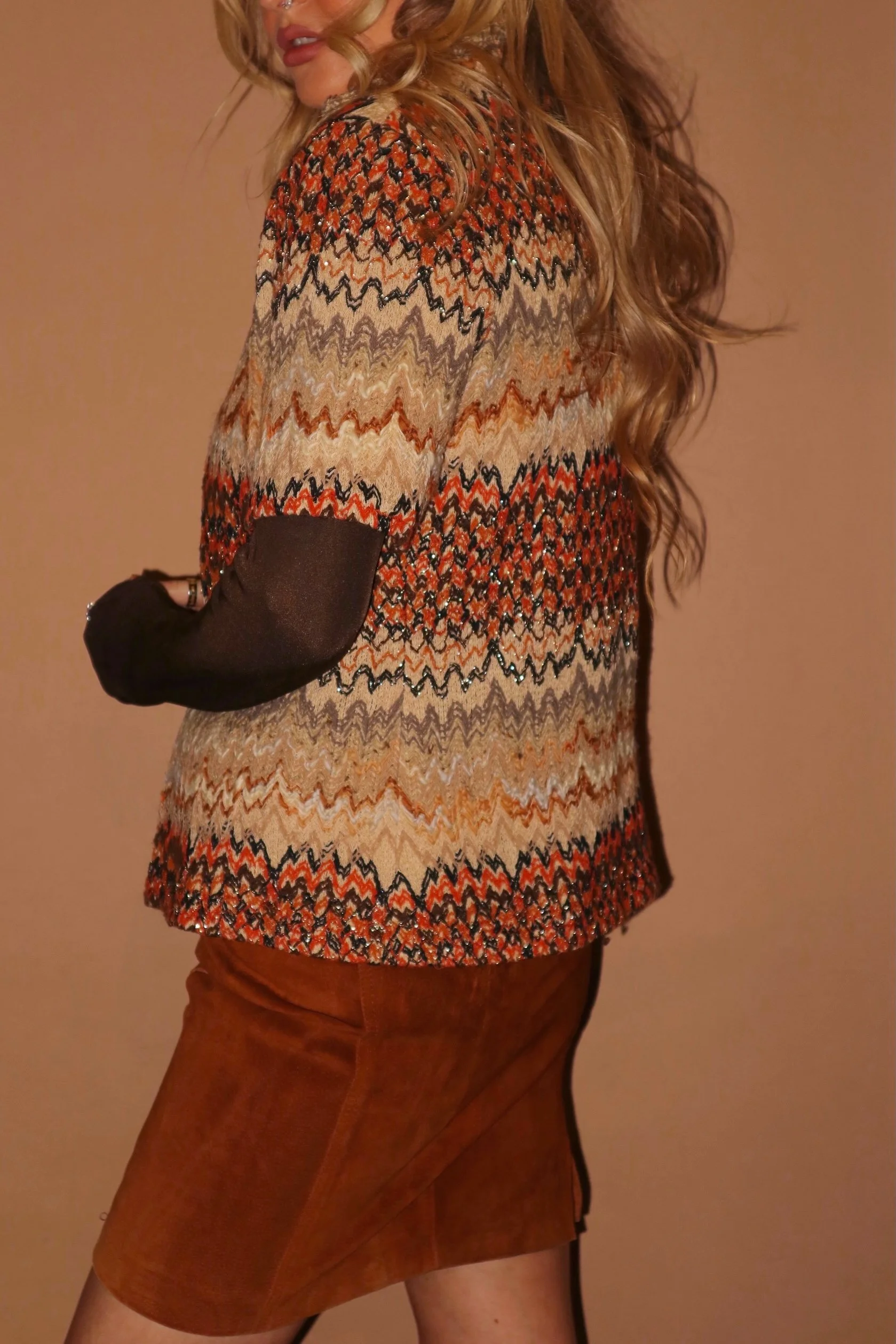 VINTAGE 70S TAPESTRY CHEVRON ORANGE WOVEN JACKET .JPG