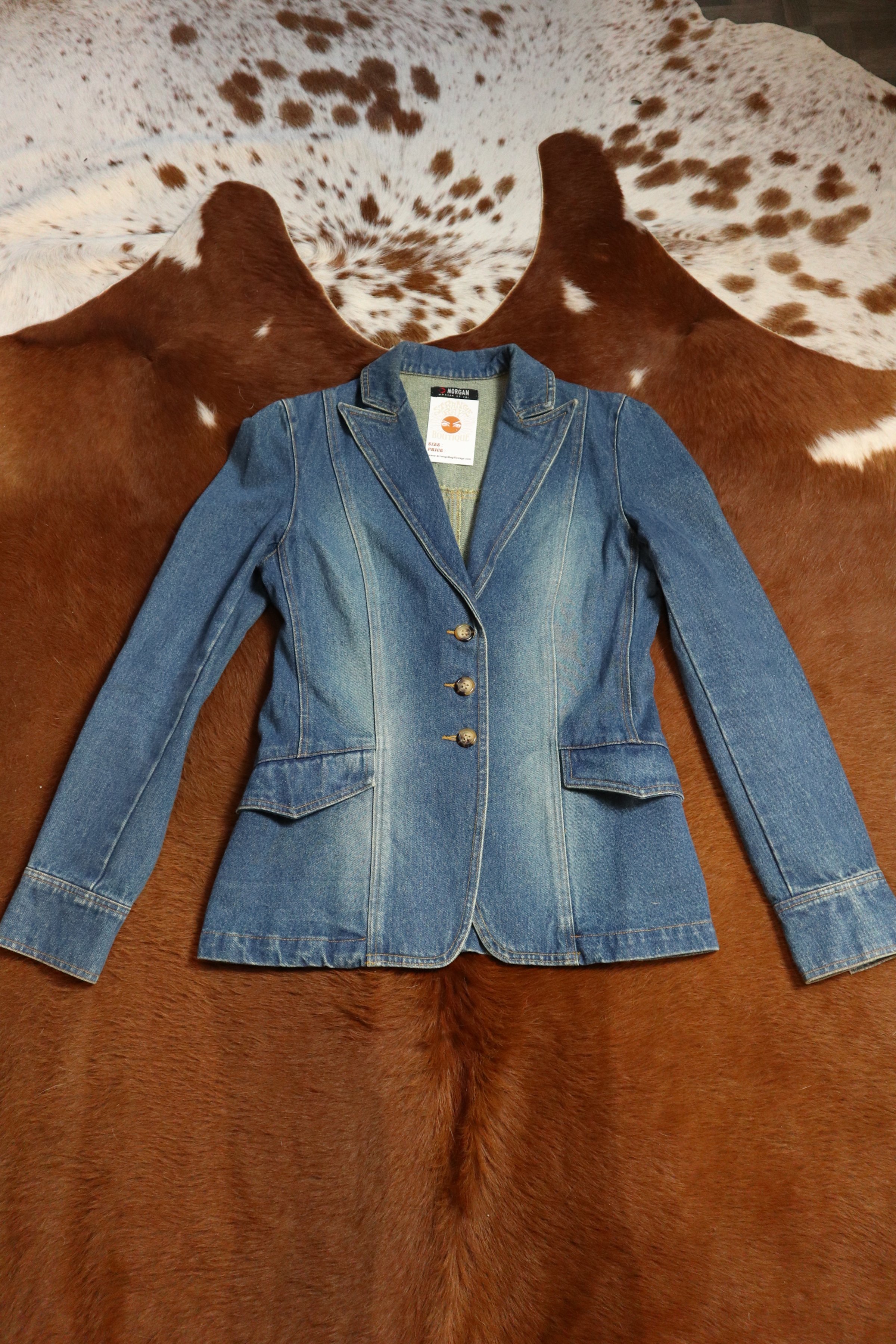 VINTAGE 90S MORGAN DENIM JACKET 70S STYLE - MEDIUM