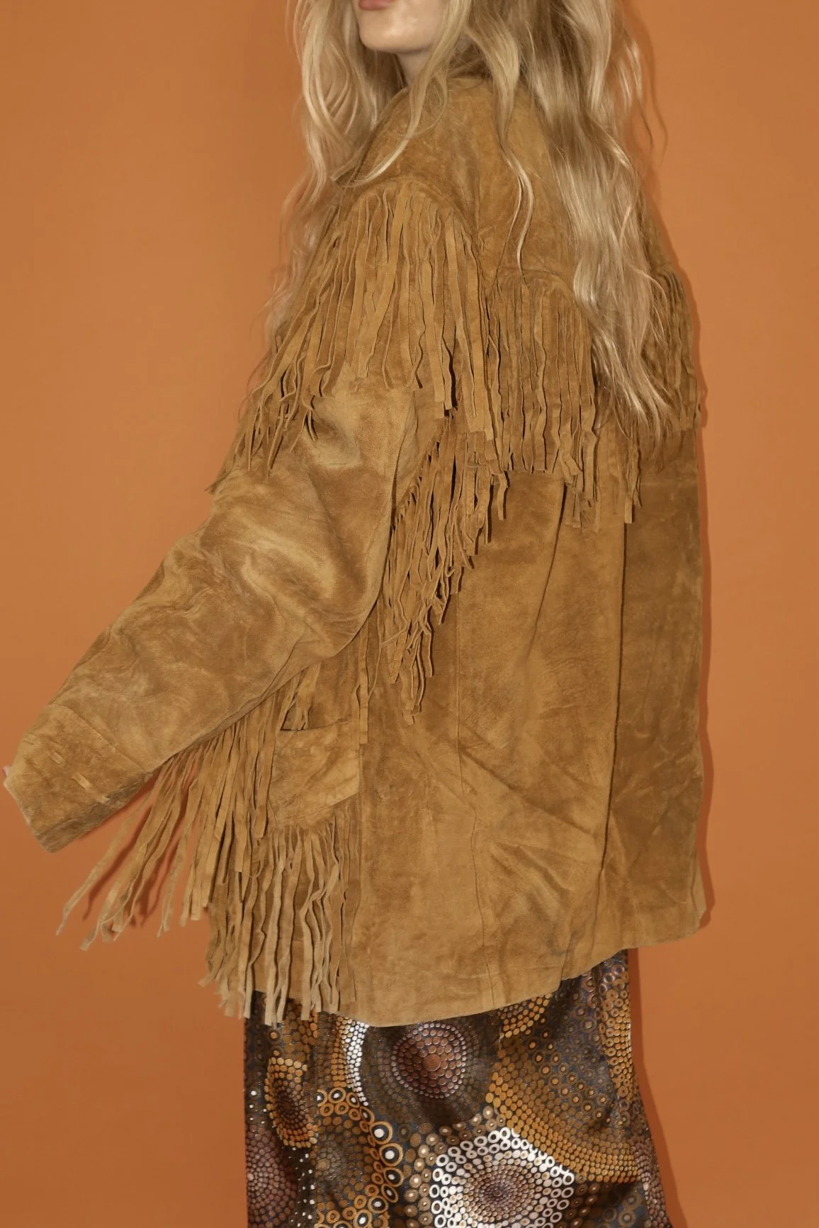 VINTAGE 70s 80s TAN BROWN SUEDE FRINGED TASSEL CONCHO JACKET - XLARGE.1.jpg