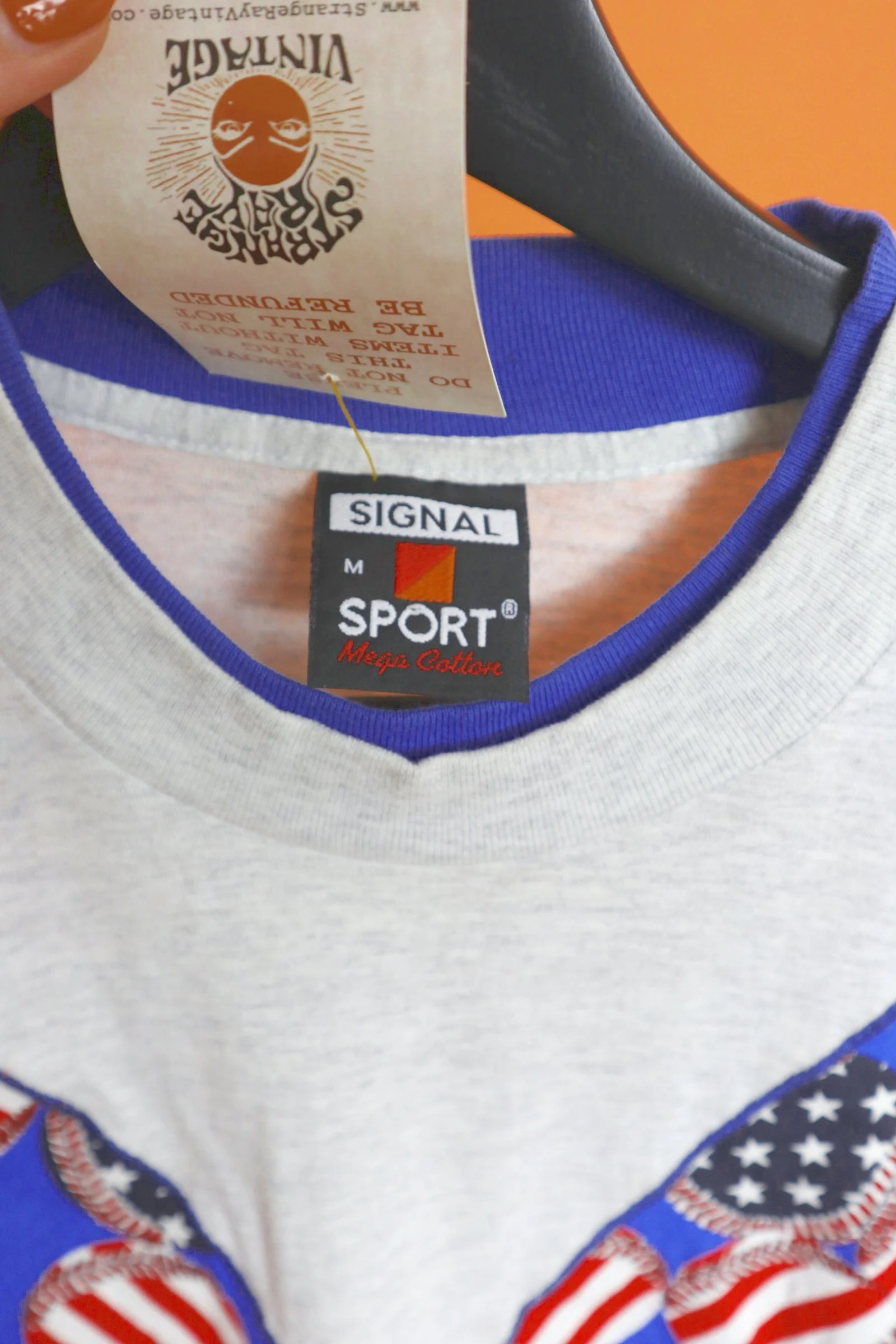 VINTAGE 80s AMERICANA STARS'N'STRIPES FRINGED TASSEL BASEBALL T-SHIRT - MEDIUM 6.JPG