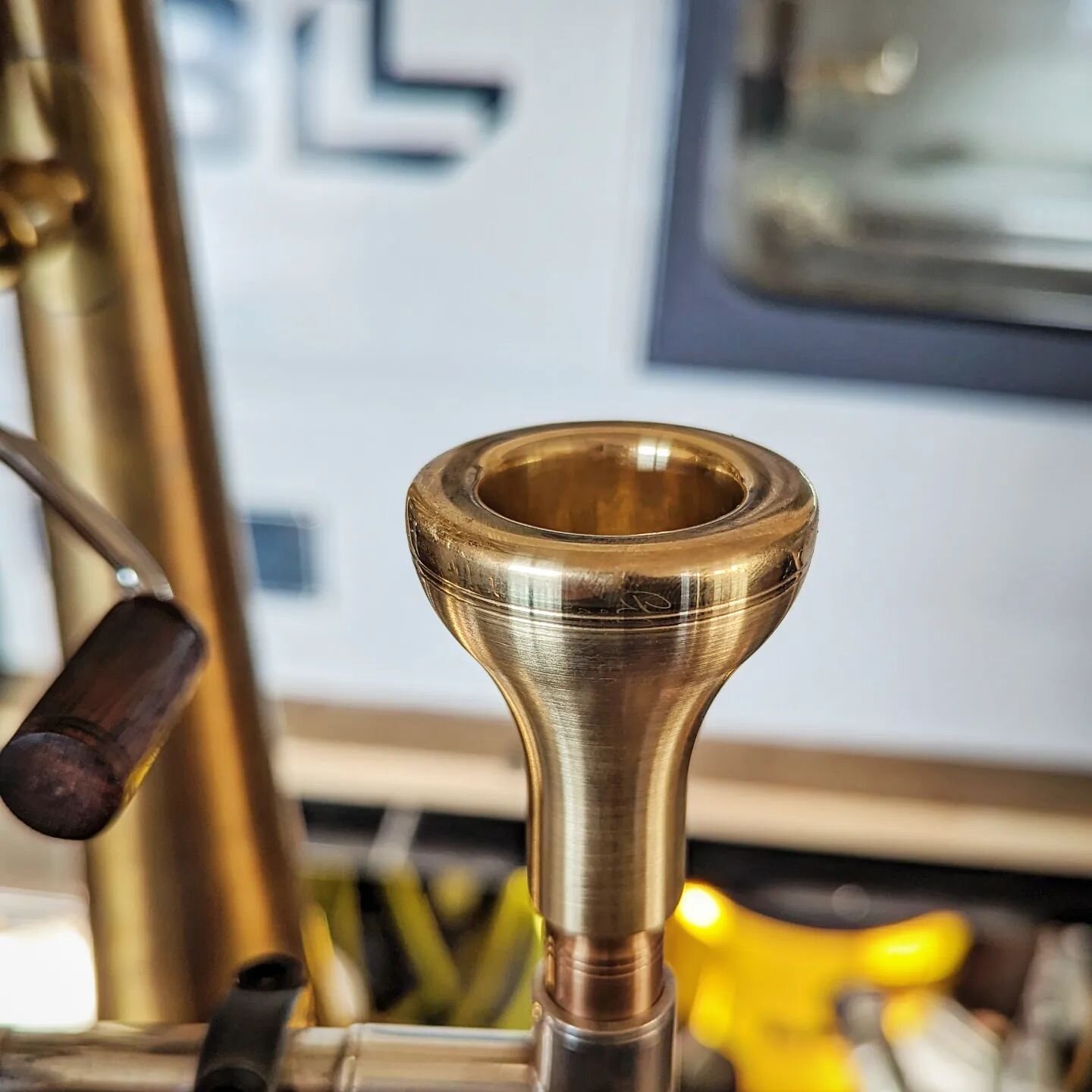 Sometimes it's fun to create the unexpected. Deep bass bone cup, .310&quot; throat, and a 25.5mm rim. Yup, Bach 5g sized rim on a bass trombone mouthpiece, and it cranks out a beautiful sound too! 🤯

Have a custom mouthpiece idea you'd like to have 