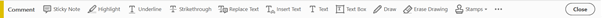Comment toolbar in Adobe Acrobat Reader DC