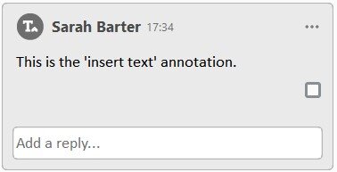 A comment box in Adobe Acrobat Reader DC