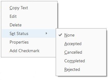 Comments menu in Adobe Acrobat Reader DC