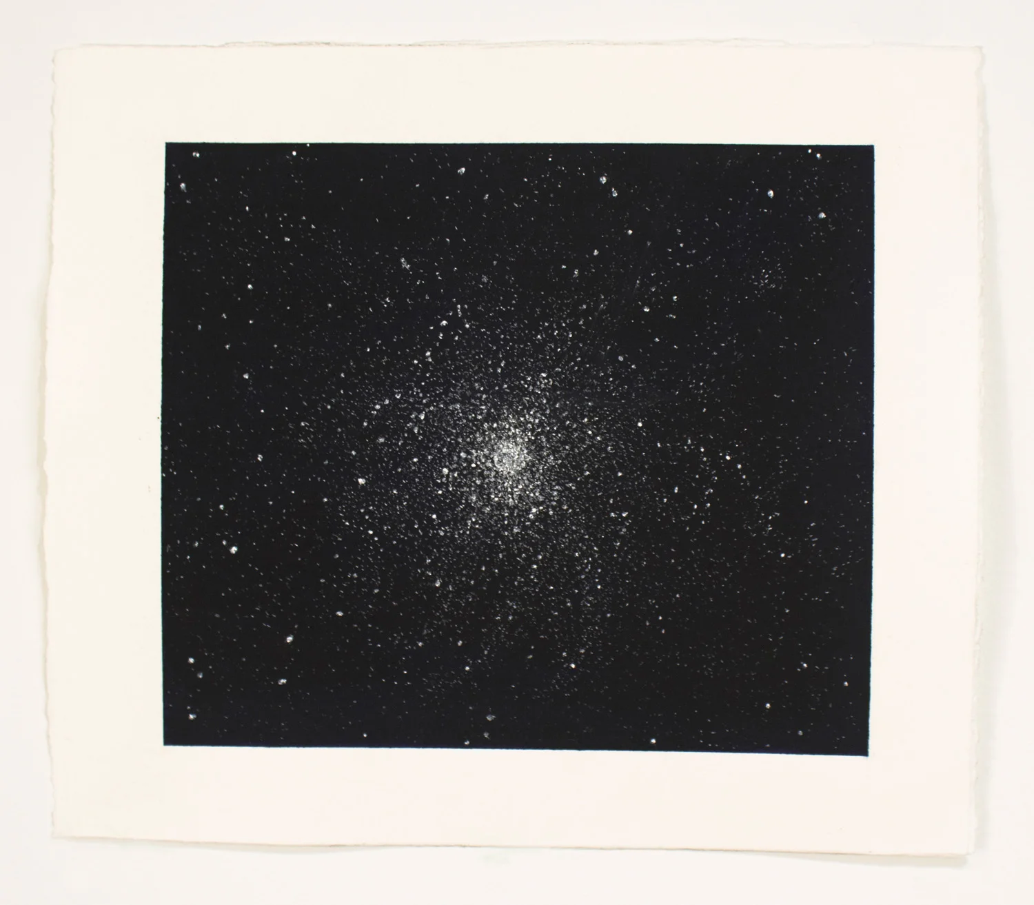 M13, Globular Cluster (2). charcoal pencils on hand-toned paper. 2015 This is a drawing of the globular star cluster M13. There are approximately 300,000 stars in the cluster, some of them 11.7 billion years old. These stars are some of the oldest objects in our galaxy and easily the oldest objects most people can ever hope to see.