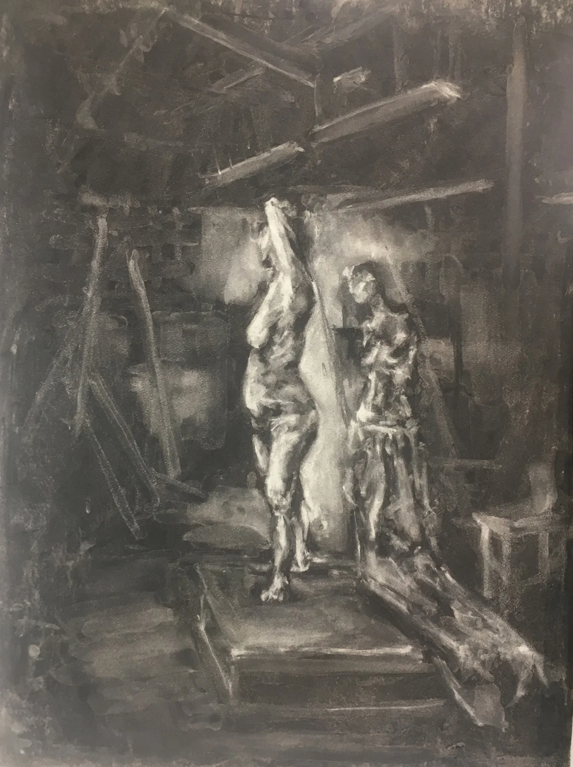 11. In-class assignment: Eraser Drawing, by Forest. 30 minutes. Charcoal on Paper. 2018. 18” x 24” Drawing Fundamentals for Drawing Majors, RISD.
