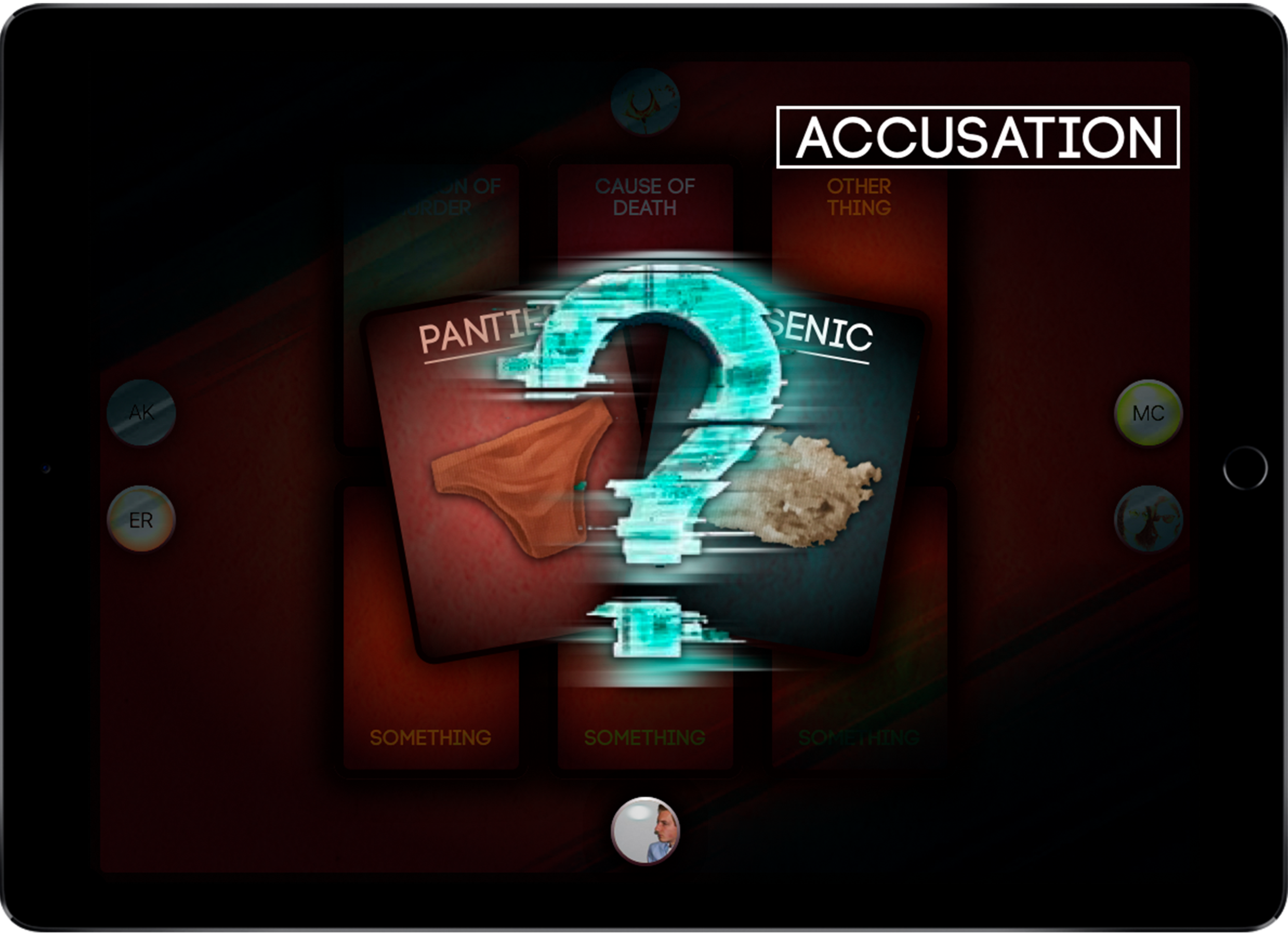 Showing the cards involved in the accusation.