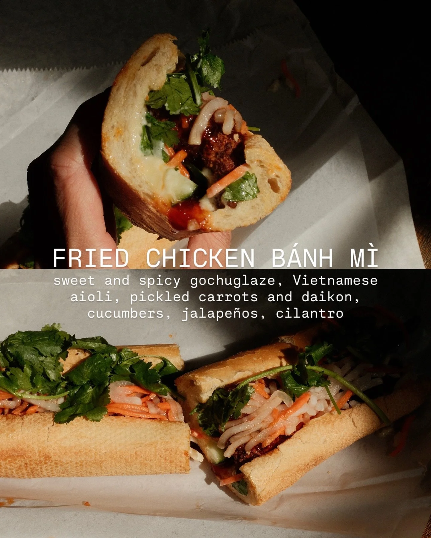 We make all of our own sauces, aiolis, and pickle our own veggies for all of our bánh mì’s and sandos so you know it’s always made with extra love 🥹
The tamarind fries are also so good if you get an extra side of aioli to