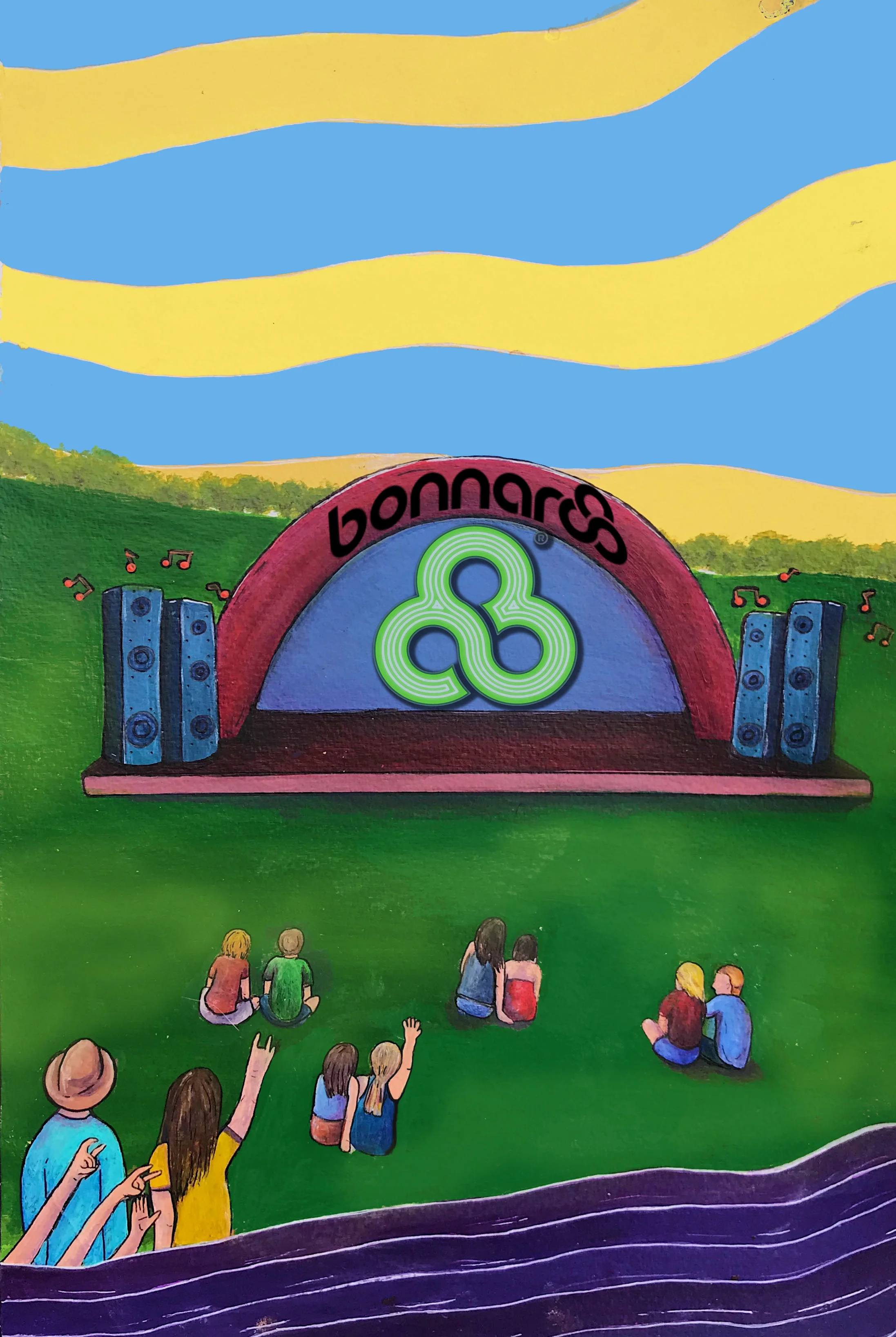 Mock 2018 Bonnaroo Poster Made with Acrylic paint, edited on Photoshop 3/3