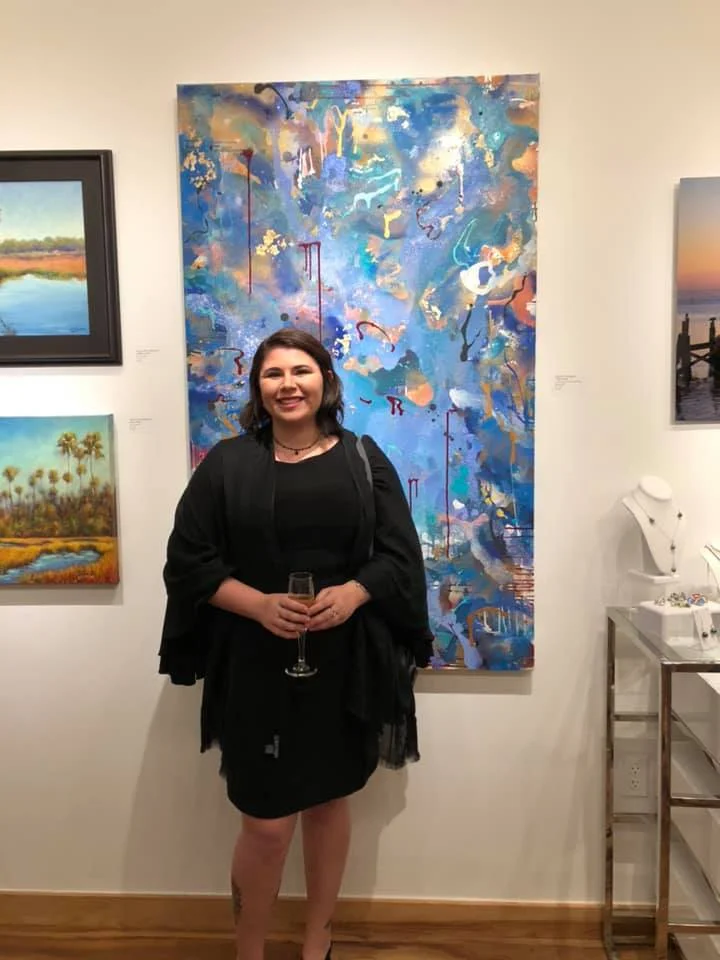 Photo taken in front of my painting, “I Was There” located at Gallery 500