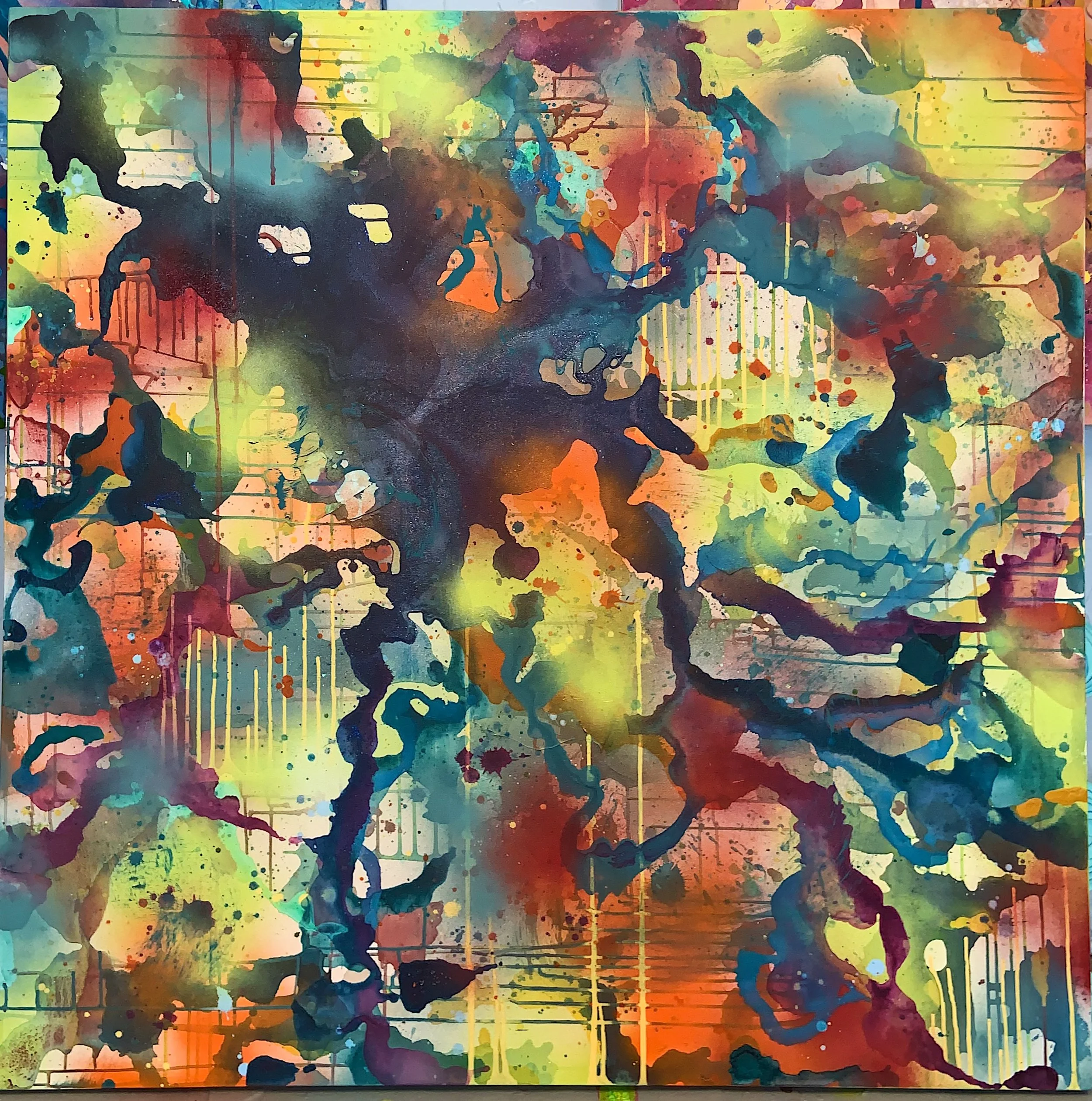 Commissioned for Kayak Kafe in Savannah, GA 48"X48" Mixed Media on Canvas