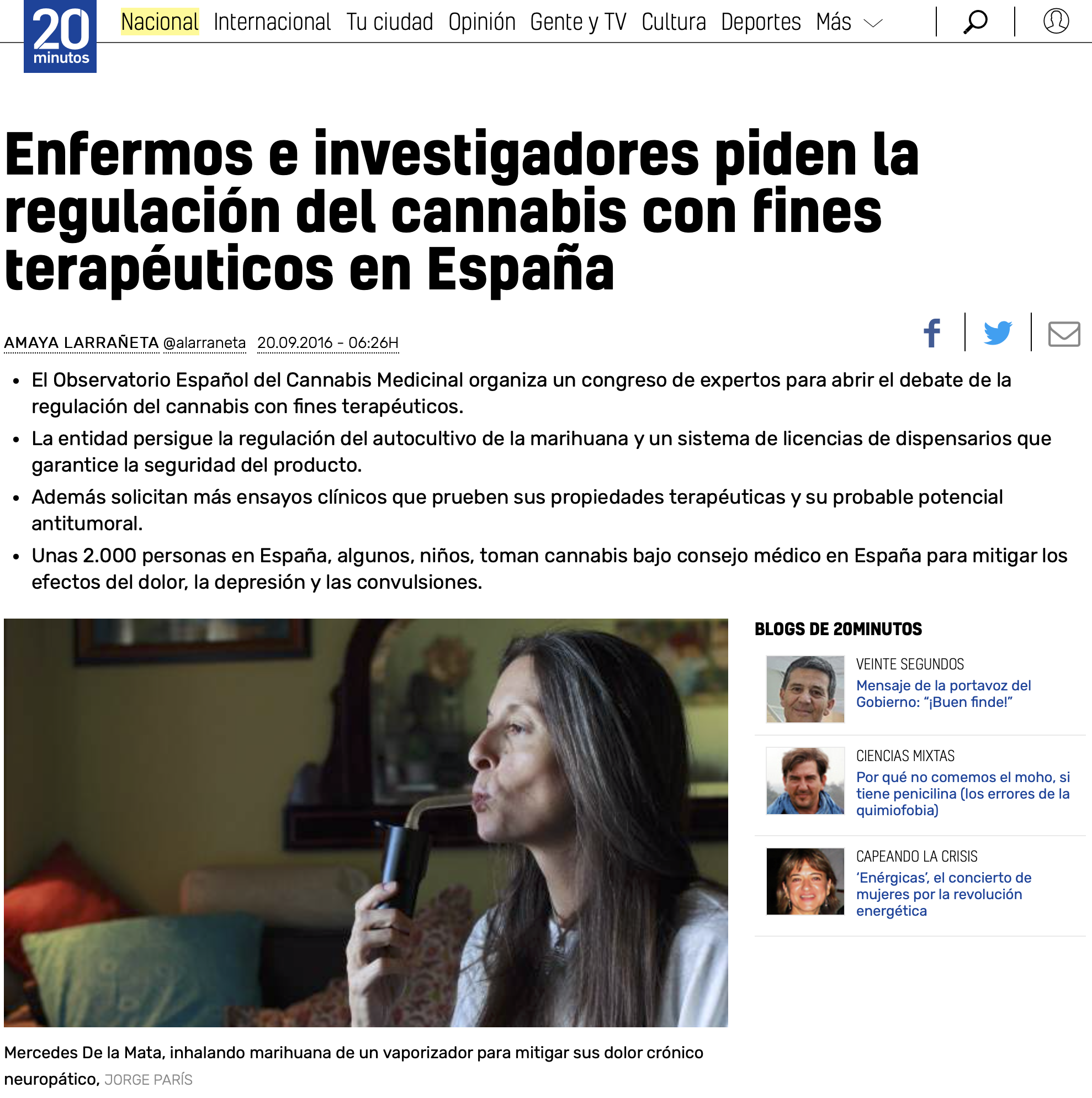 Enfermos e investigadores piden la reguación del cannabis con fines terapéuticos en España