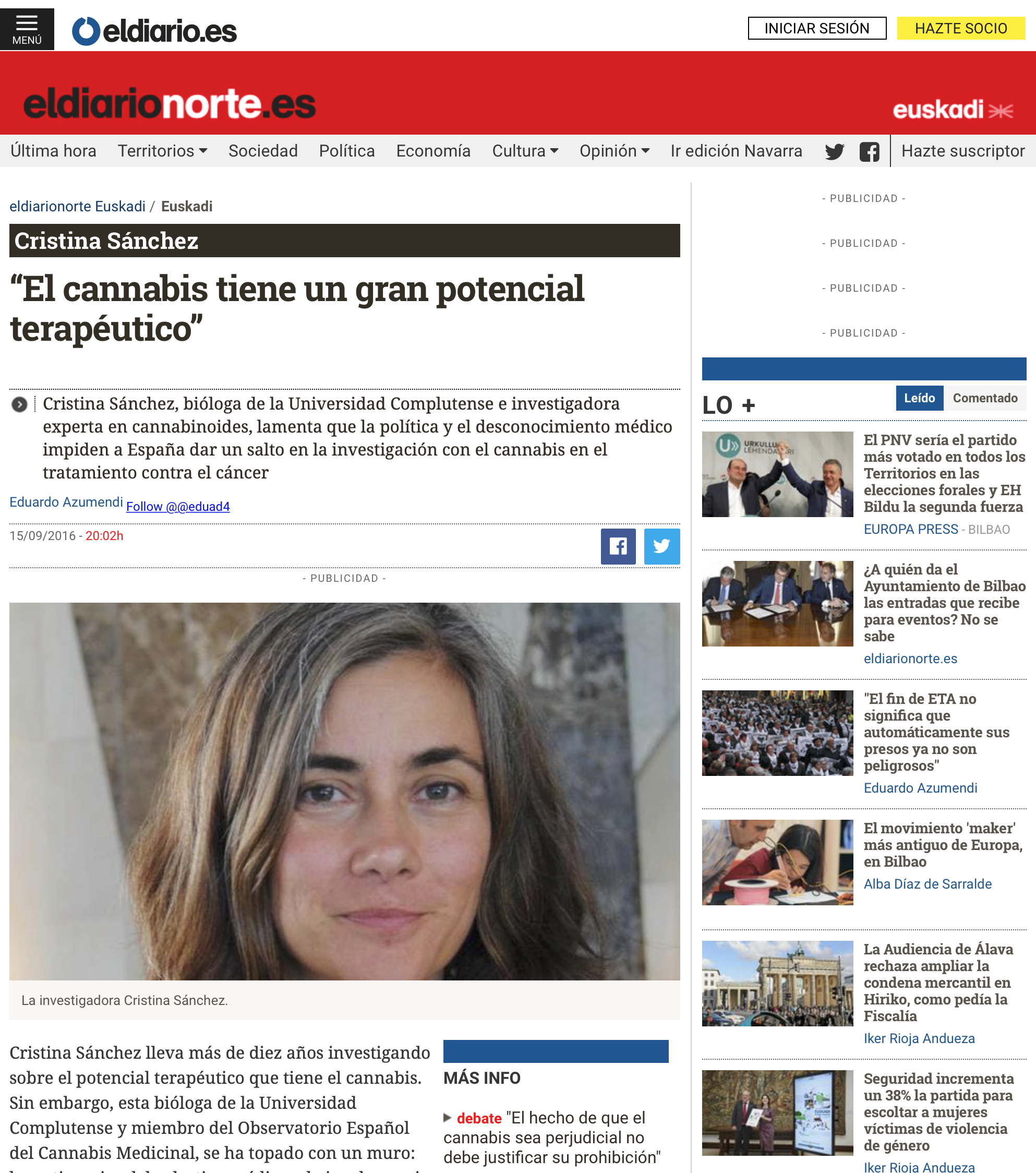 “El cannabis tiene un gran potencial terapéutico”