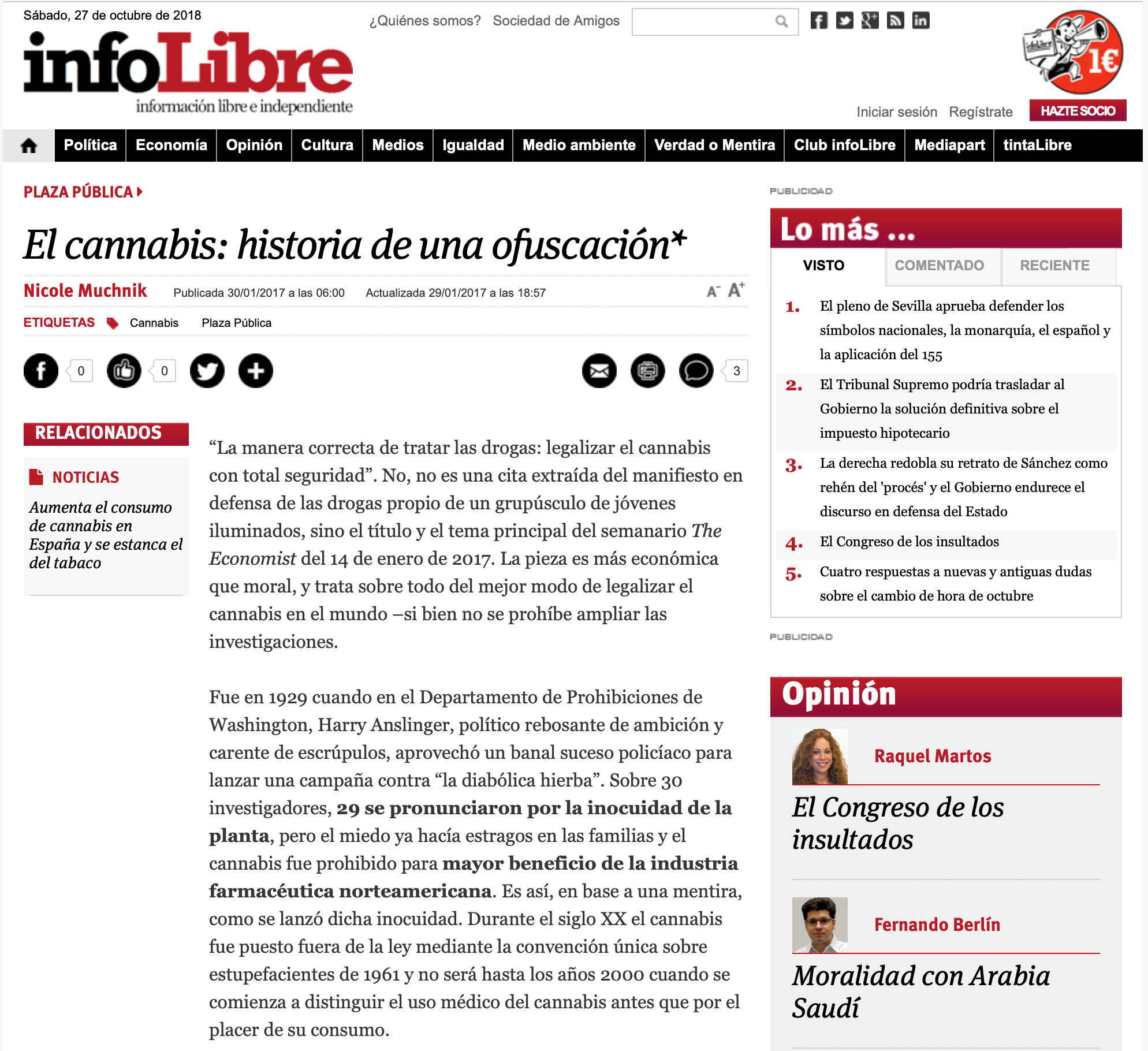 El cannabis: historia de una ofuscación