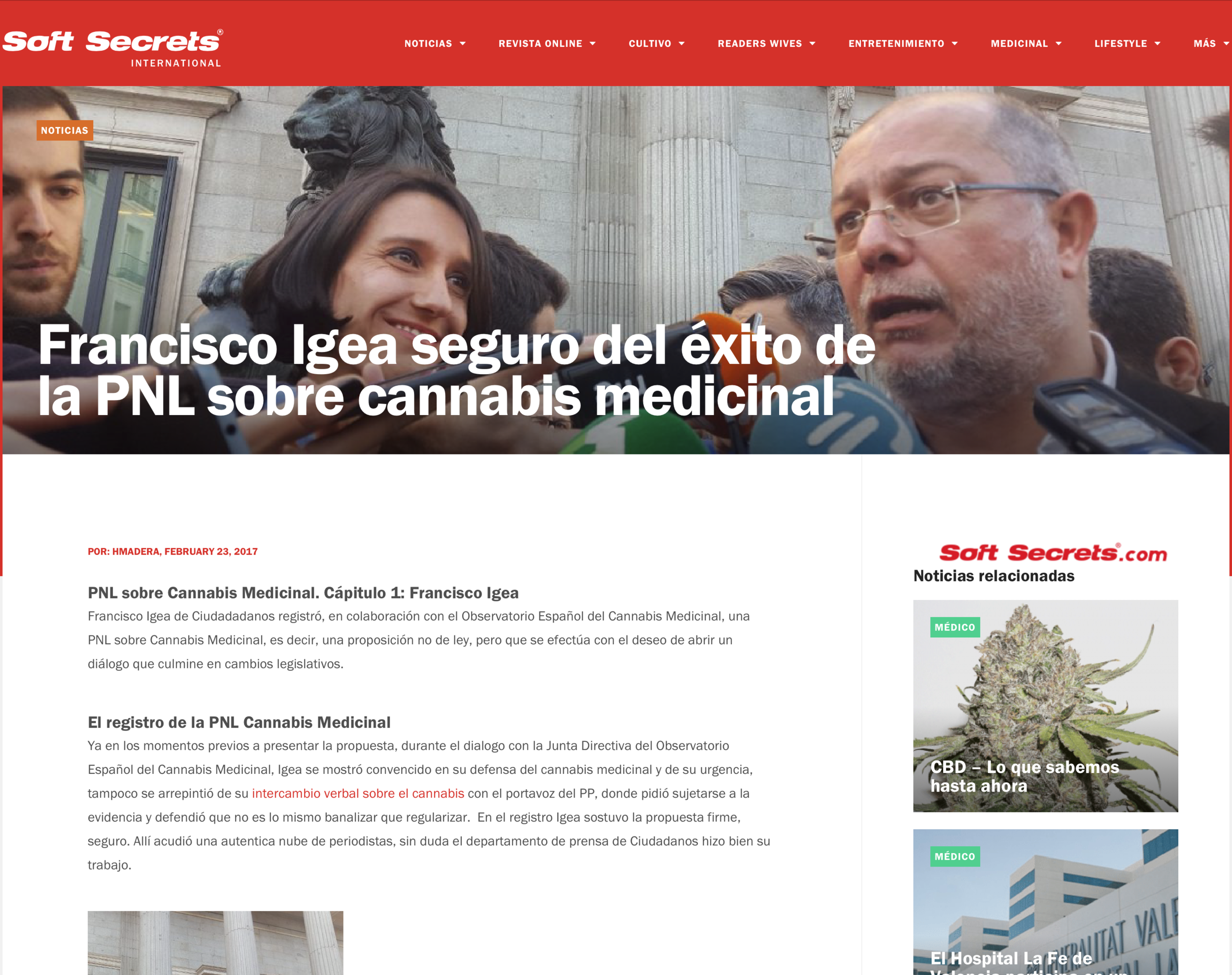 Francisco Igea seguro del éxito de la PNL sobre cannabis medicinal