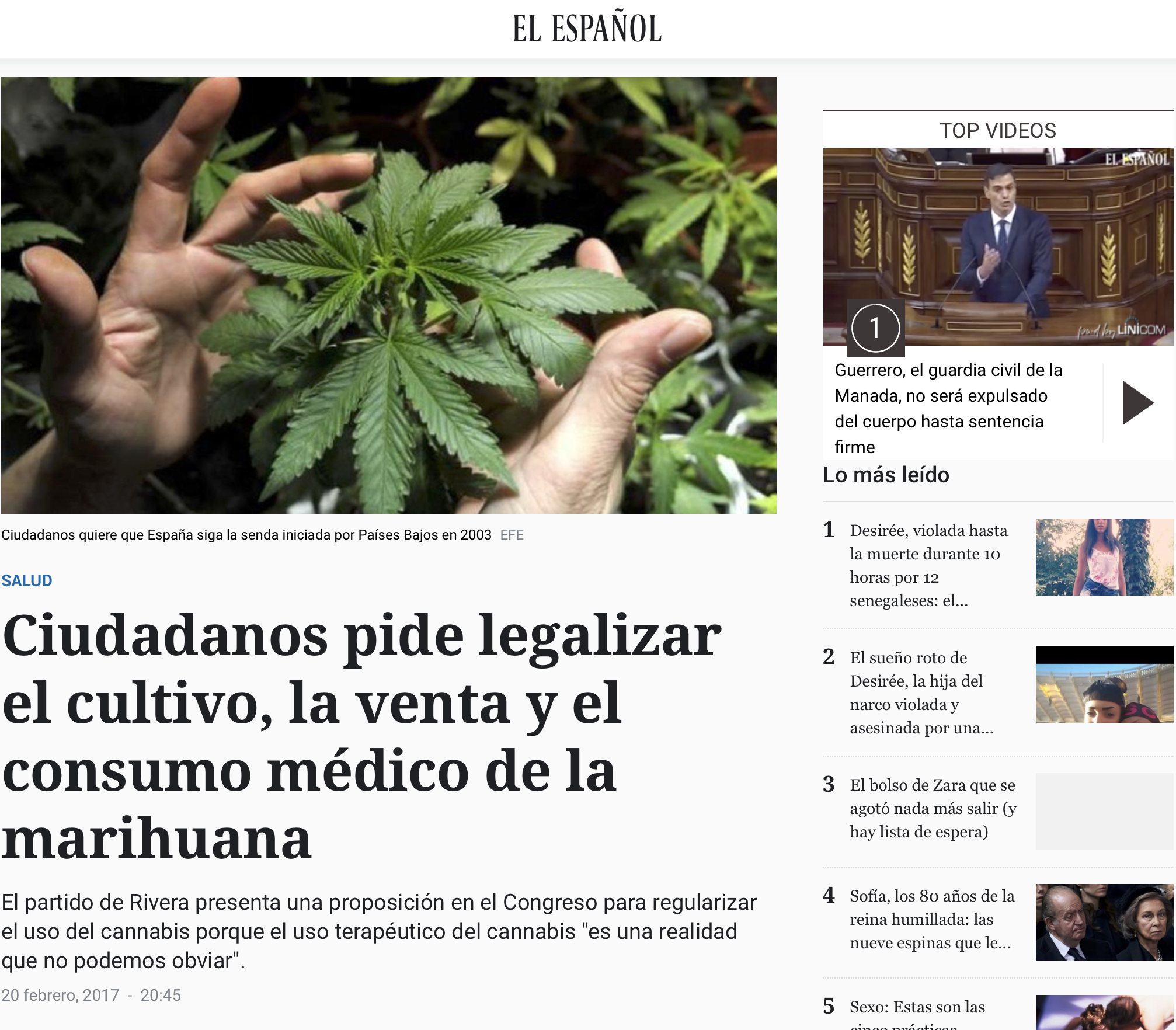 Ciudadanos pide legalizar el cultivo, la venta y el consumo médico de la marihuana