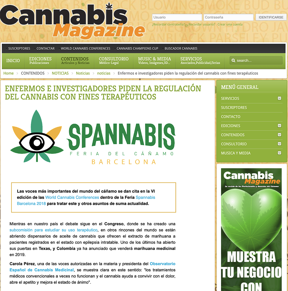 ENFERMOS E INVESTIGADORES PIDEN LA REGULACIÓN DEL CANNABIS CON FINES TERAPÉUTICOS