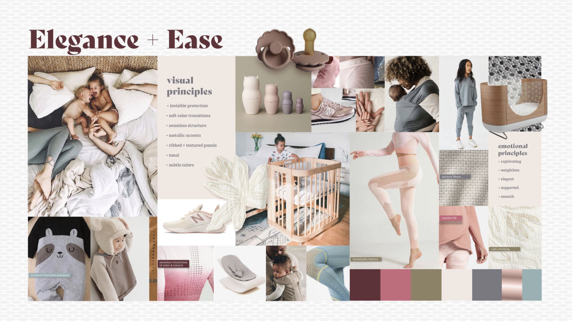The diaper design for this space would use gradients and embossing to highlight key areas of performance to communicate breathability, softness, and areas of high mobility. I also brought in some cute character placement as delight for mom and baby.