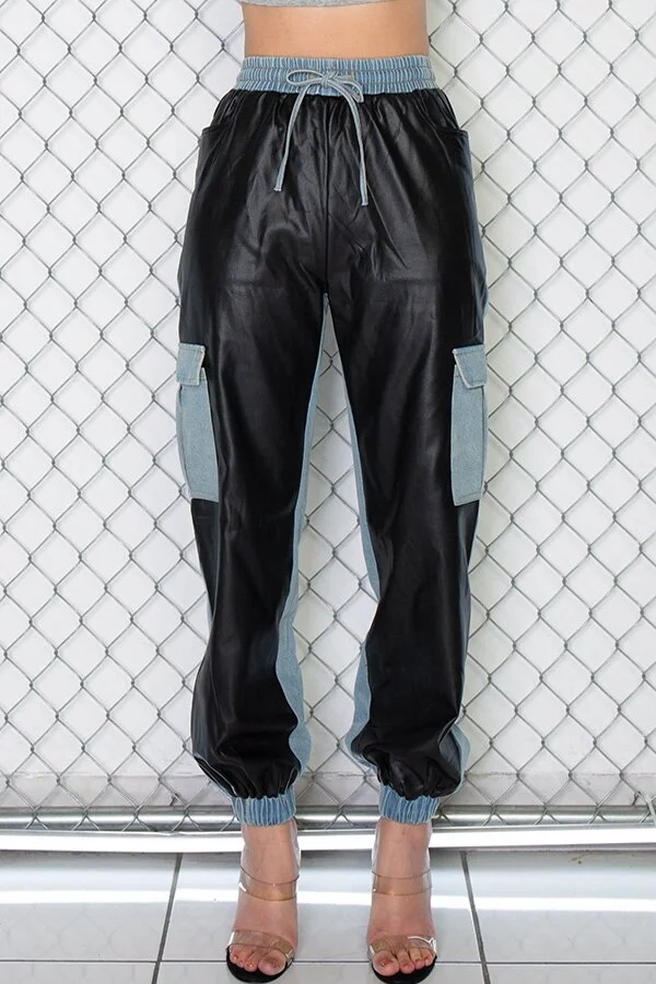 Half n' Half Contrast Cargo Pants 
