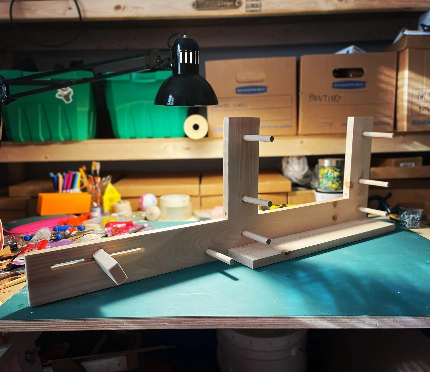 Just finished this inkle loom for a client! Some fun moving components, looking forward to seeing it in use! #loom #inkleloom #handmade #custommade #customfabrication