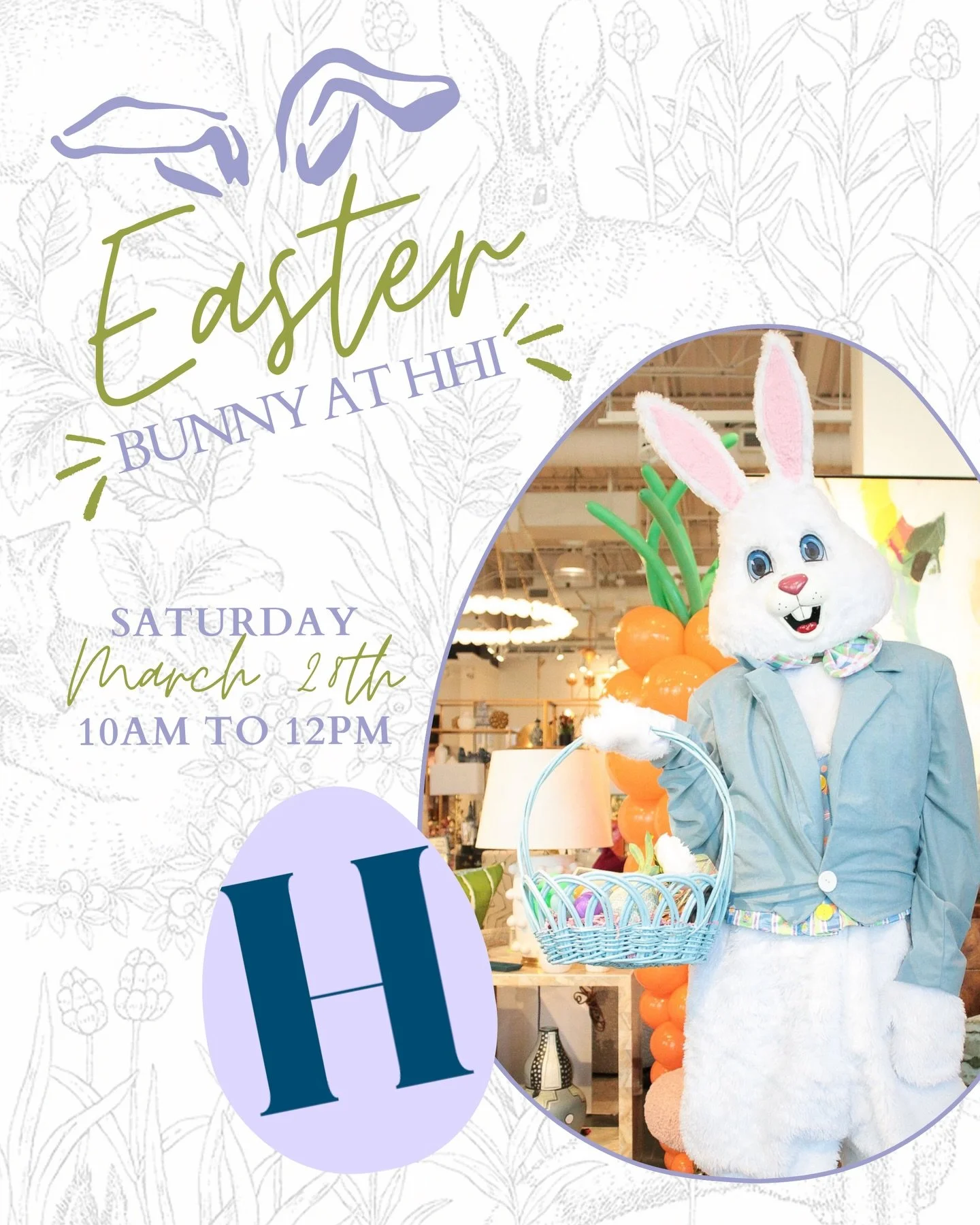 The Easter Bunny is coming to HHI🐰
Will you be the lucky one to find the GOLDEN egg and WIN?🏆🥚

JOIN US SATURDAY, MARCH 28th
🪺Where: HHI Showroom
🌸When: 10am to 12pm
🐣Enjoy GIVEAWAYS, donuts with coffee &amp; mimosas, a fun photo op for the kid