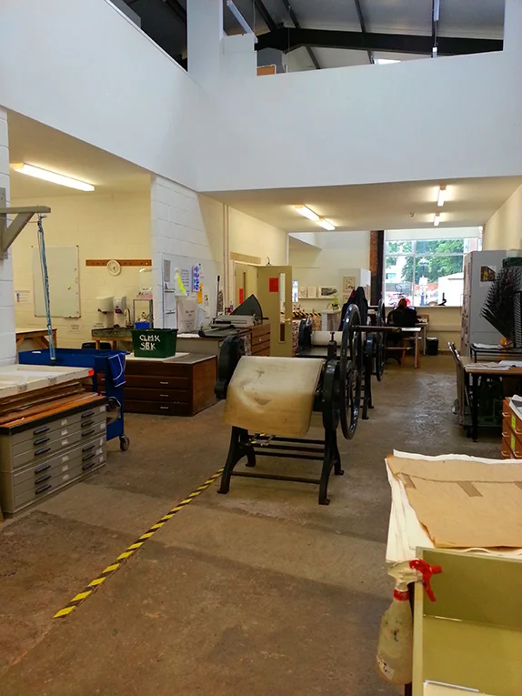Photos of the Leicester Print Workshop studio