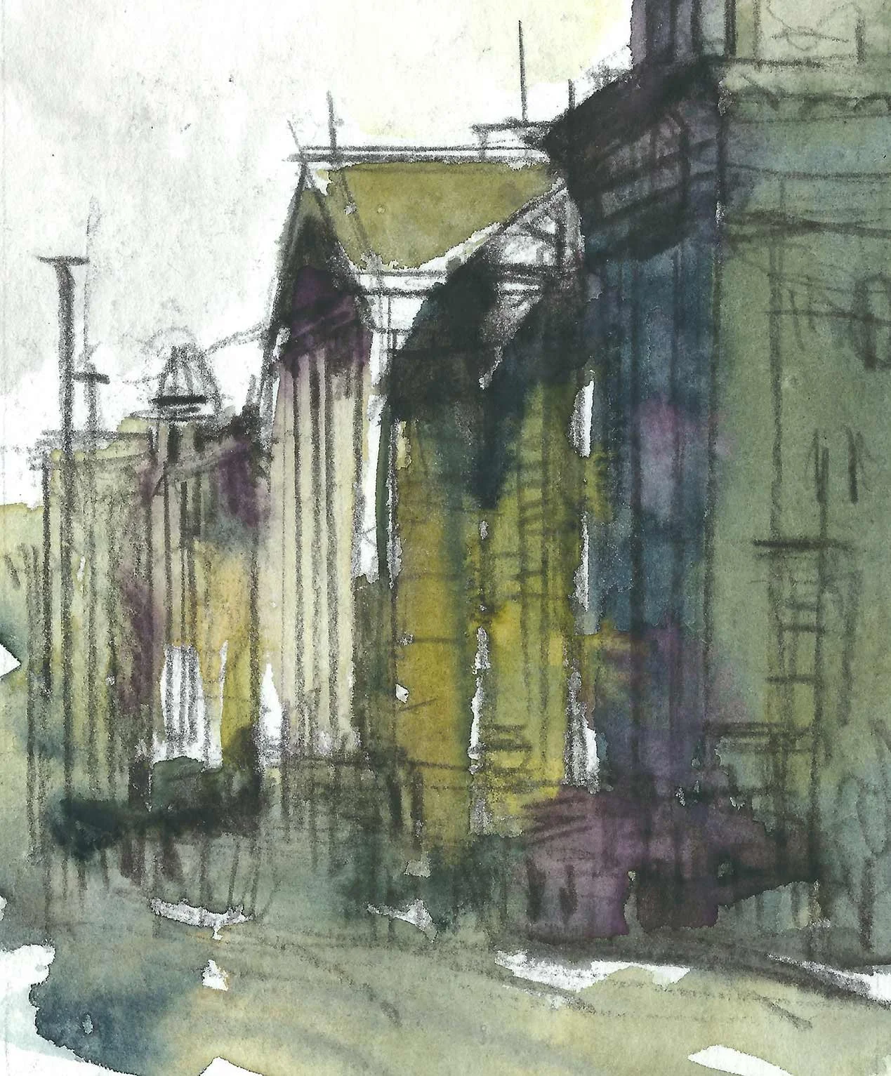 Trinity College, Dublin - Study 1. Unframed. Mixed Media