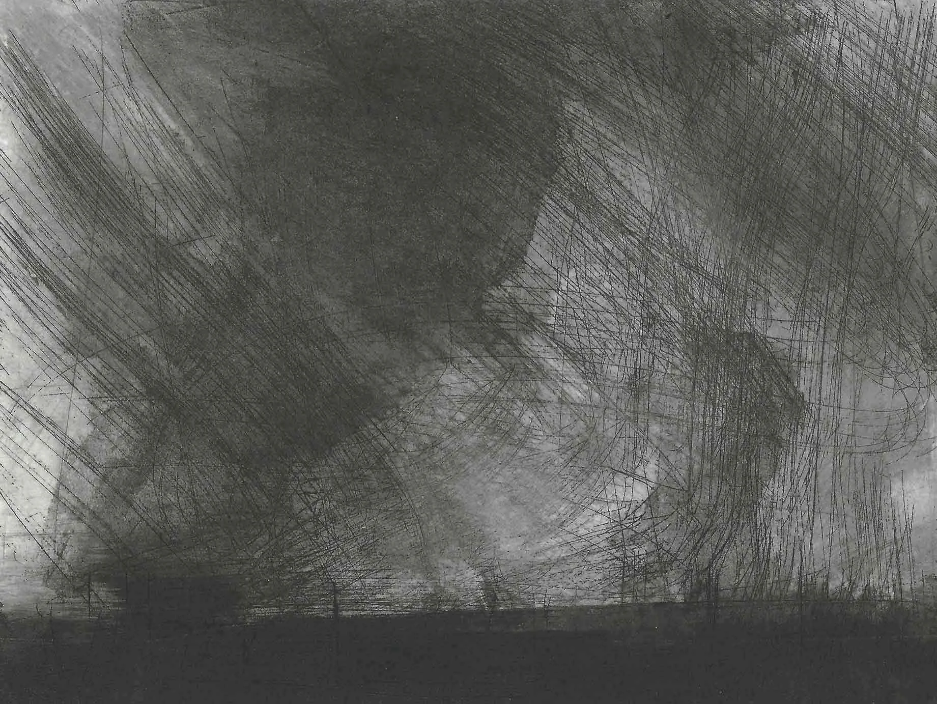'Land 33' - Monoprint Landscape 1/1. (Mounted)  Print size: 12cm x 16cms