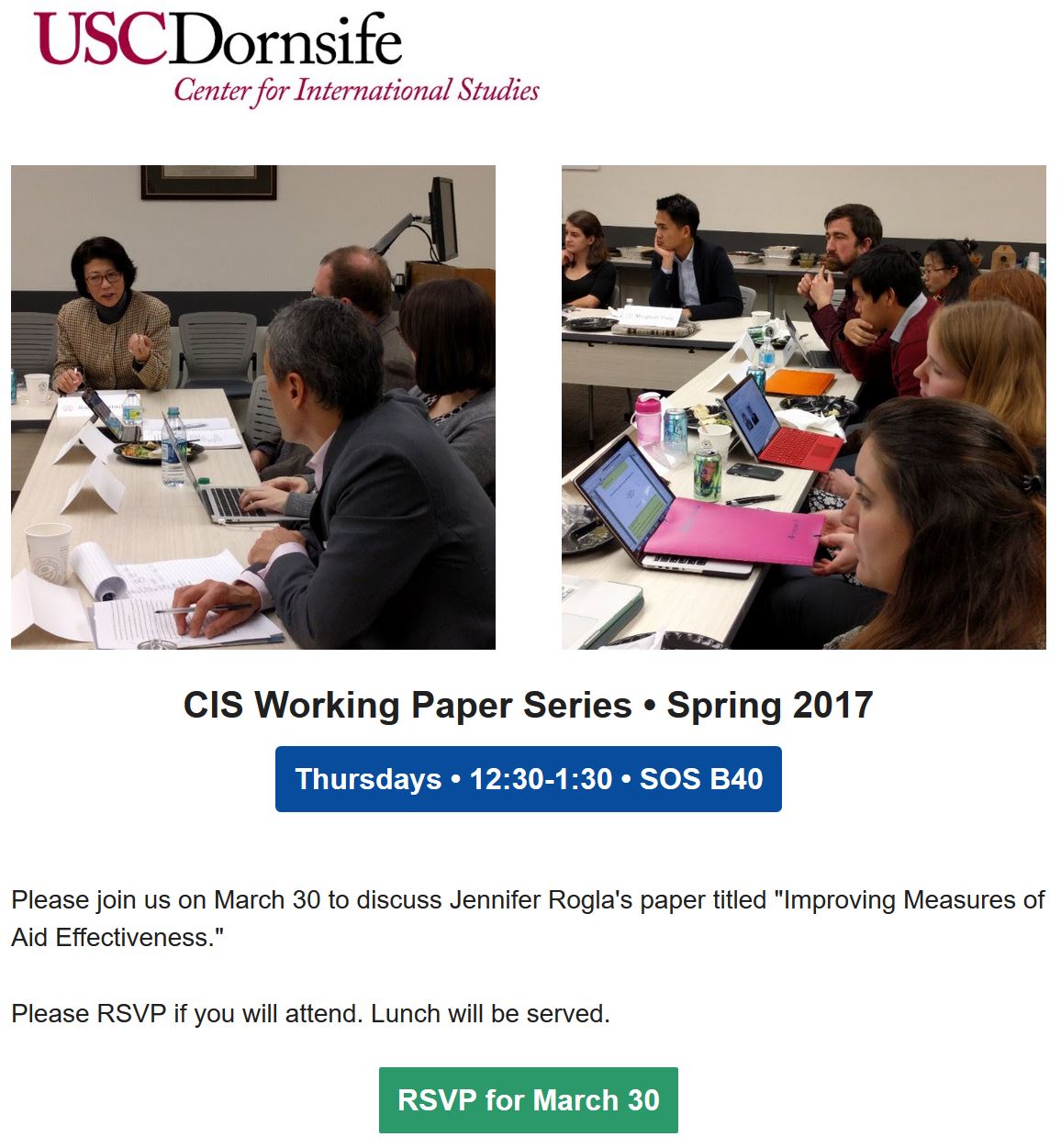Seminarios: Presenté en la Serie de Documentos de Trabajo de USC CIS