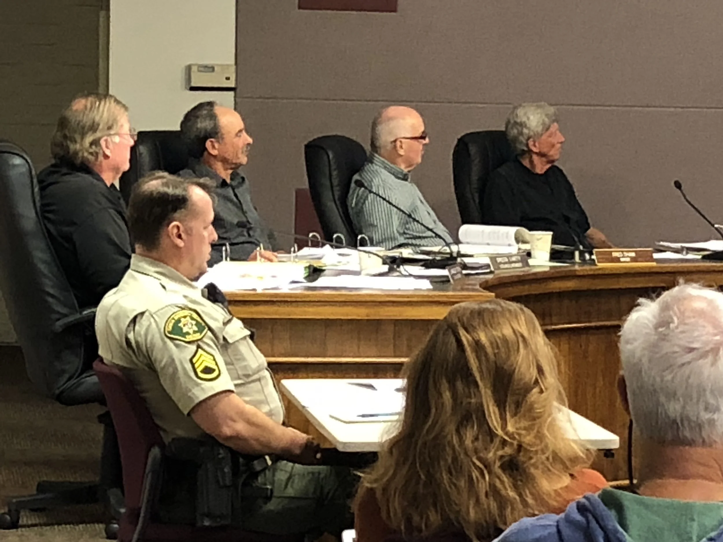 City of Carpinteria city council listening to staff report on cannabis ordinance on Nov. 26, 2018.