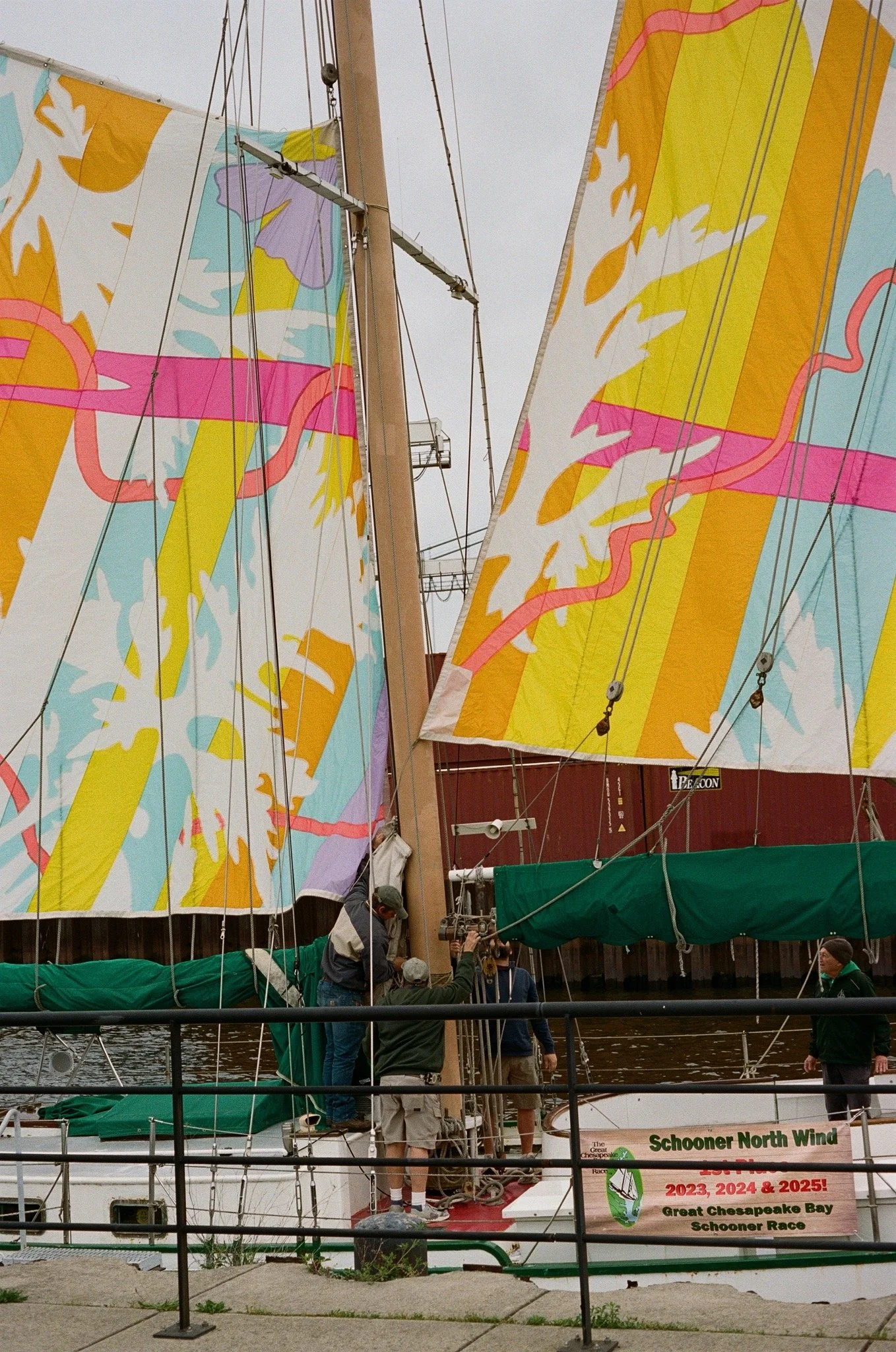 Close up of brilliant sails on a boat.