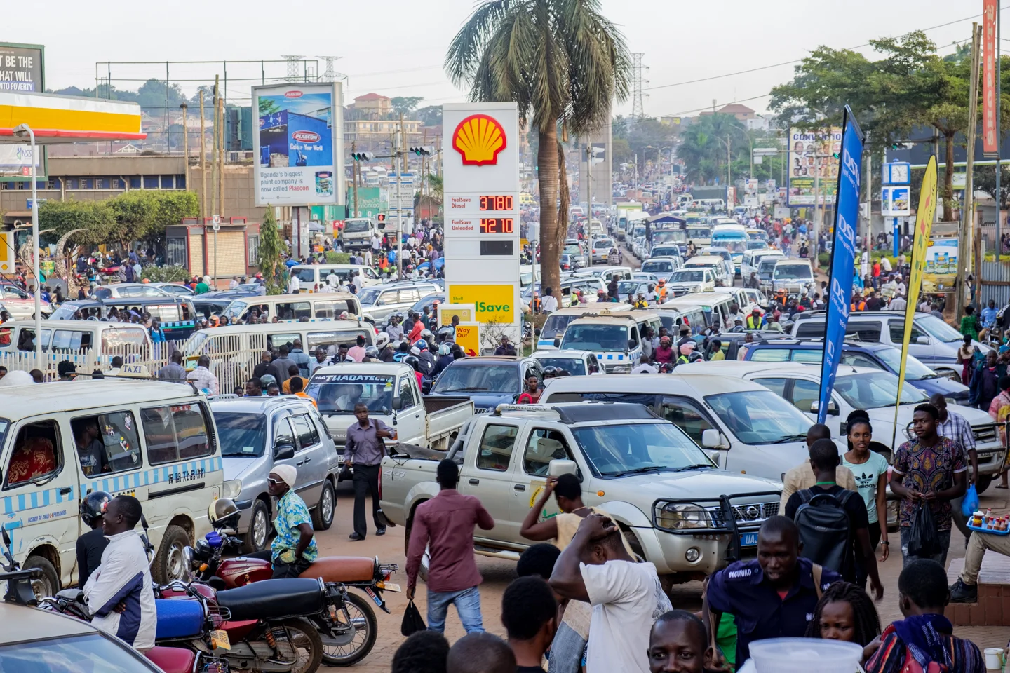 A regular traffic day in Kampala, Uganda