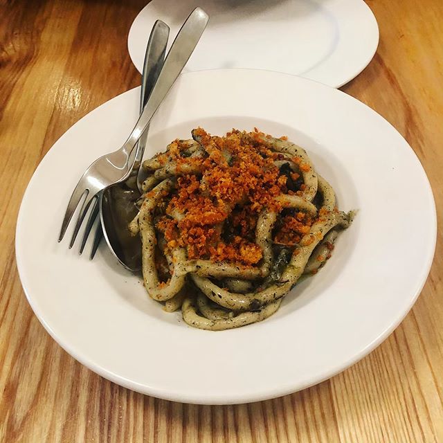 Wild onion pici @brothers_toronto, reviewed on today&rsquo;s @cainandtable podcast&mdash;a new podcast hosted by me and my brother, @jeremyfryingpan. Link in @cainandtable bio.
.
.
.
.
#torontoeats #tastetoronto #foodtoronto #foodto #torontofood #tor