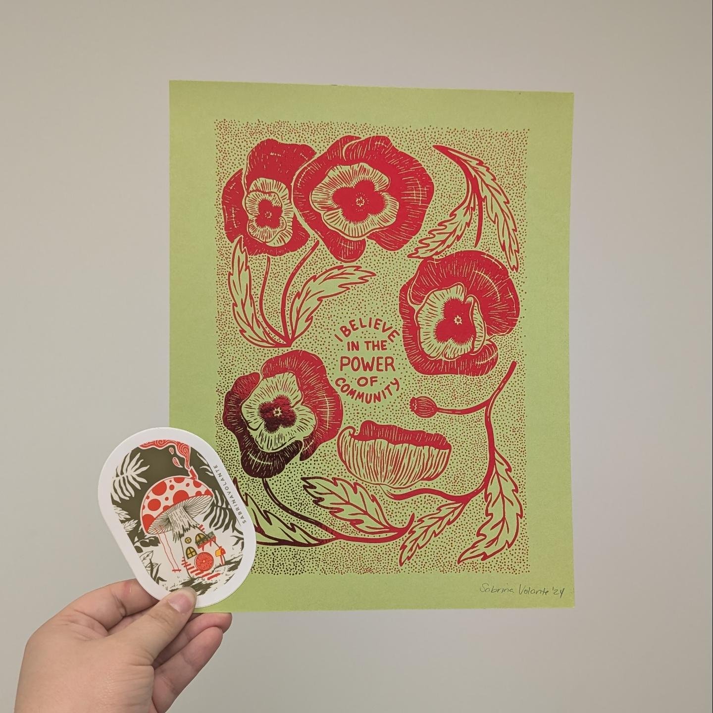 For #givingtuesday consider supporting @presentemaine ! You can bid on this print + sticker set and so many amazing items donated from local artists!! ❤️ 
#maine #maineartists #poppies
