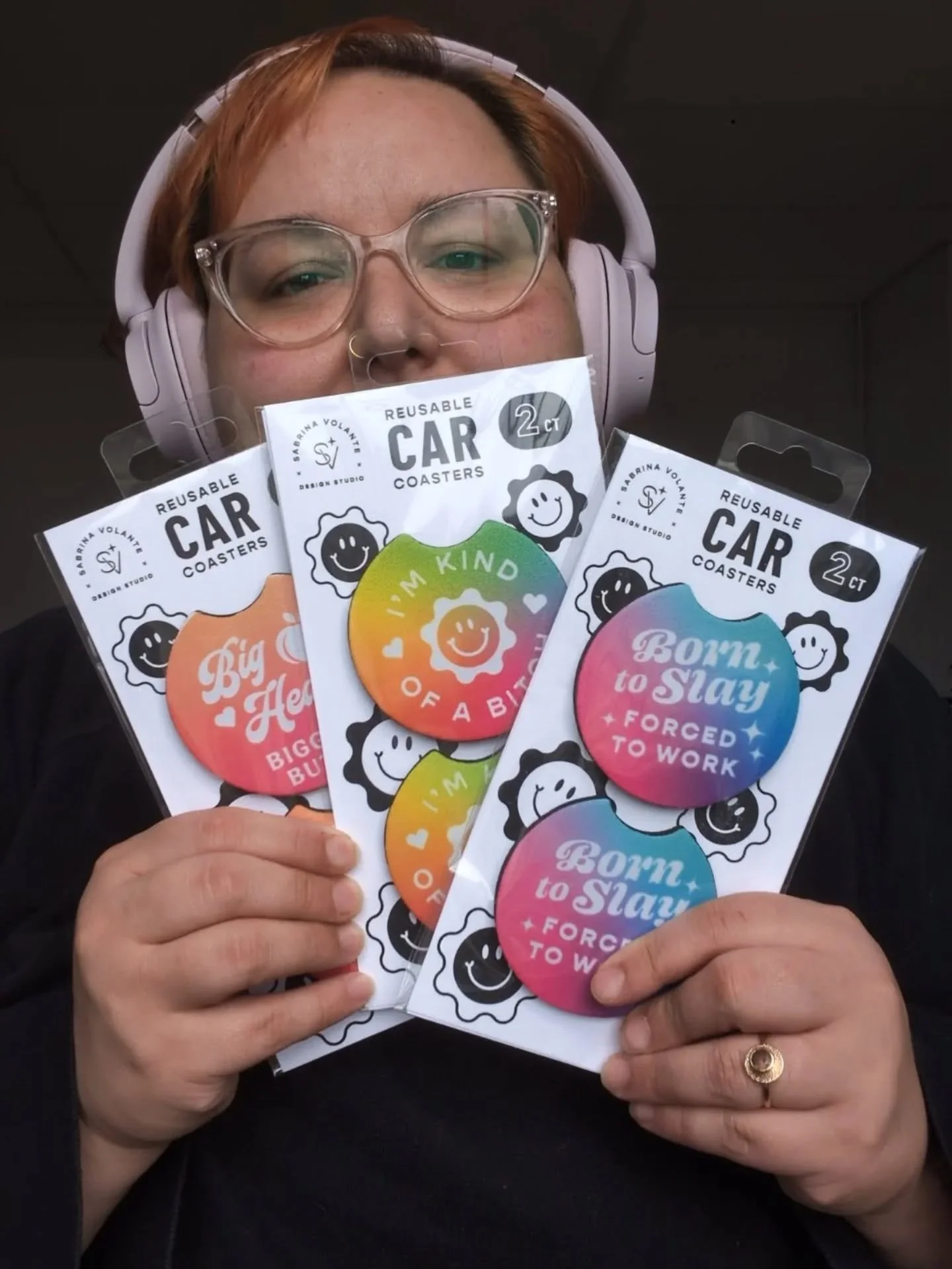 New packaging for restocked car coasters! Also, catch me this Saturday at @second_rodeo_coffee_maine for the @queermakersmarketme! This is a two day event so there's a different line up for each day ❤️ See you there!!