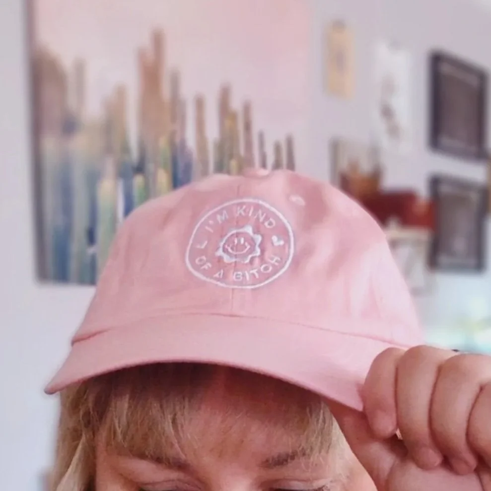 I'm Kind of a Bitch — Pink & White Embroidered Cap