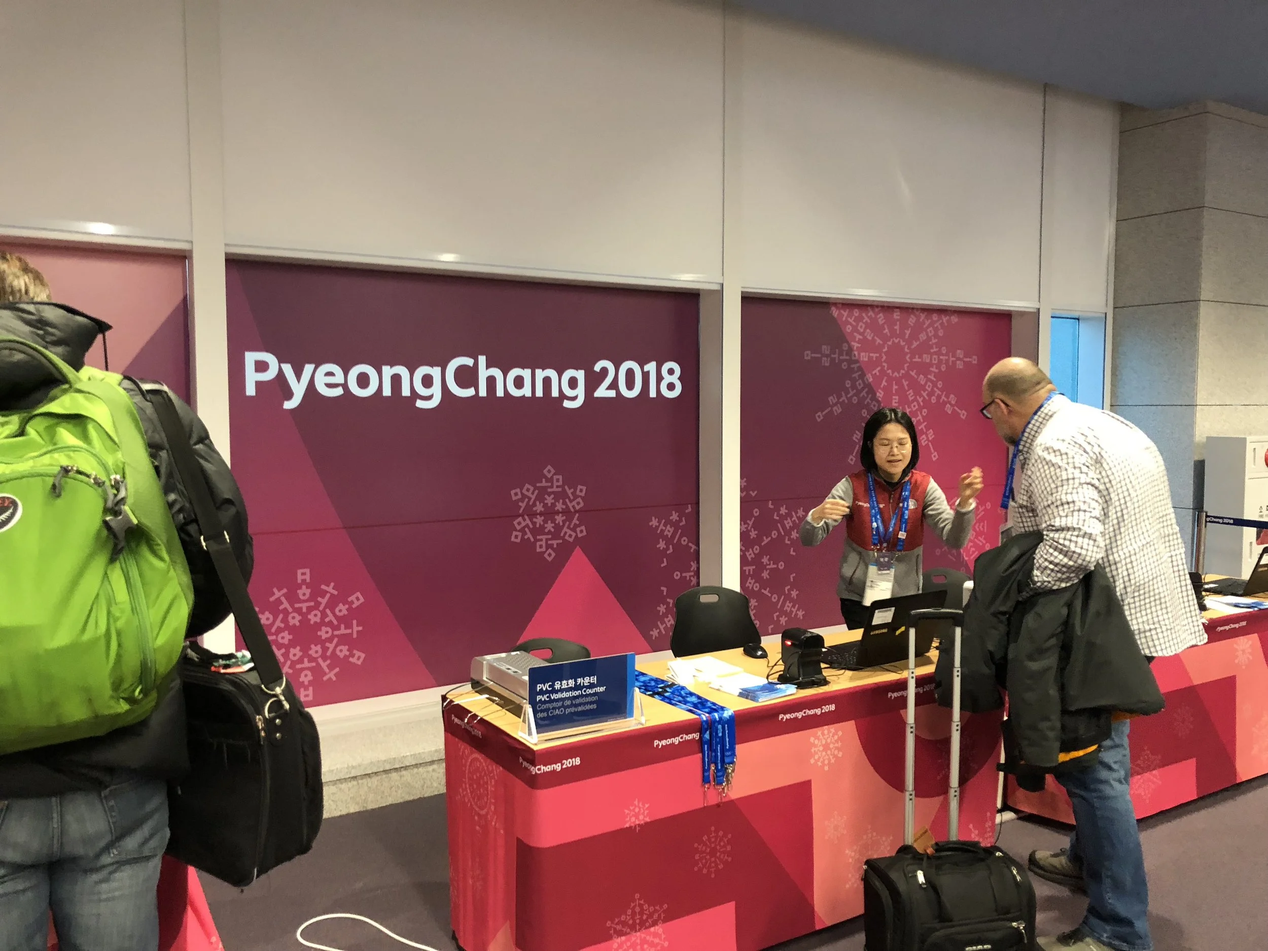 Arrival in South Korea, there was an Olympic fast track lane everywhere I went, very cool.