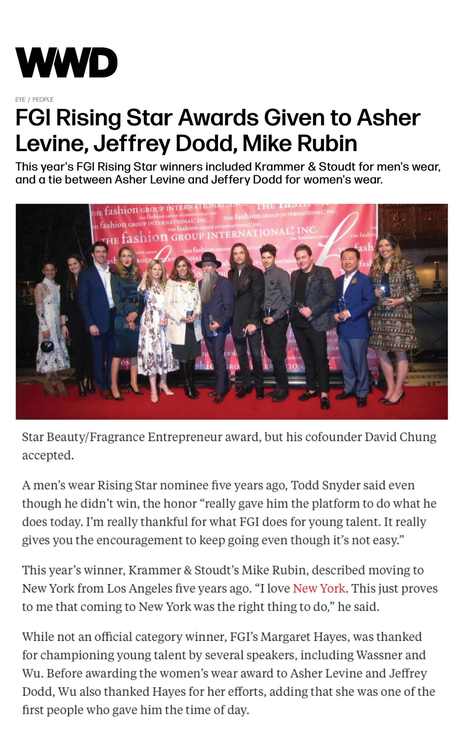 WWD | FGI RISING STAR AWARD