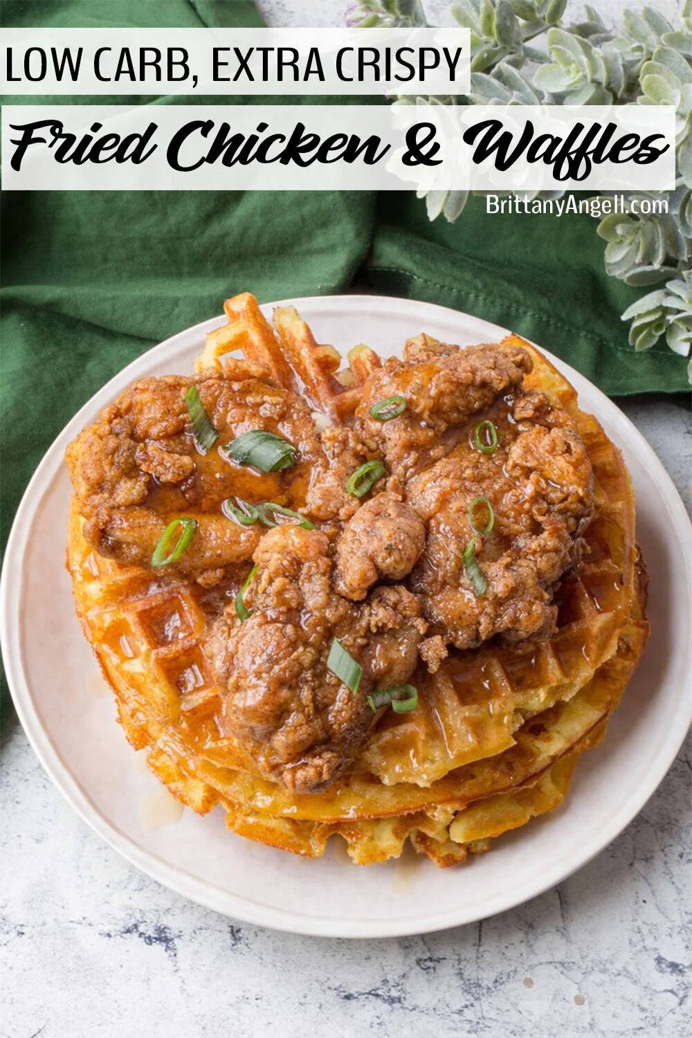 Low Carb Extra Crispy Fried Chicken & Waffles (Gluten Free, Grain Free