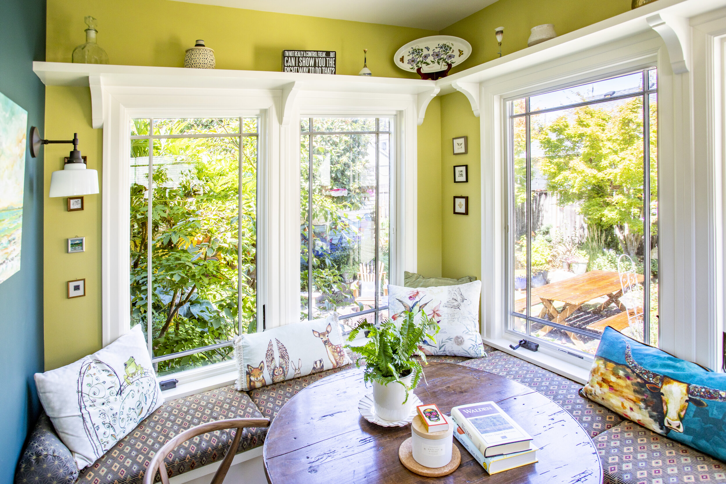 Old laundry room was moved to create a new sunlit nook.