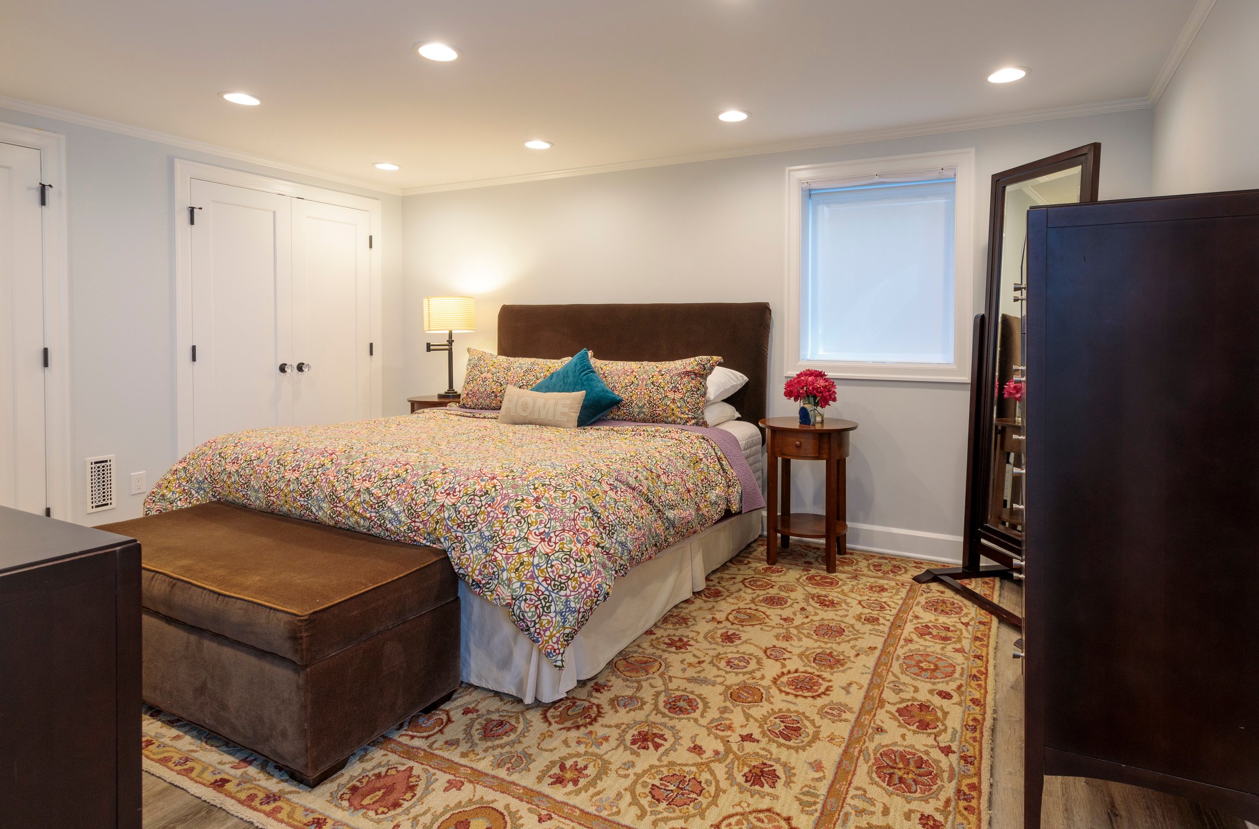 Basement: The ‘Big Dig’ allowed for a large and airy guest bedroom.