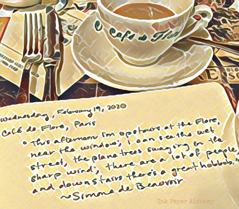 Image: Coffee and a notebook at the Café de Flore, Paris