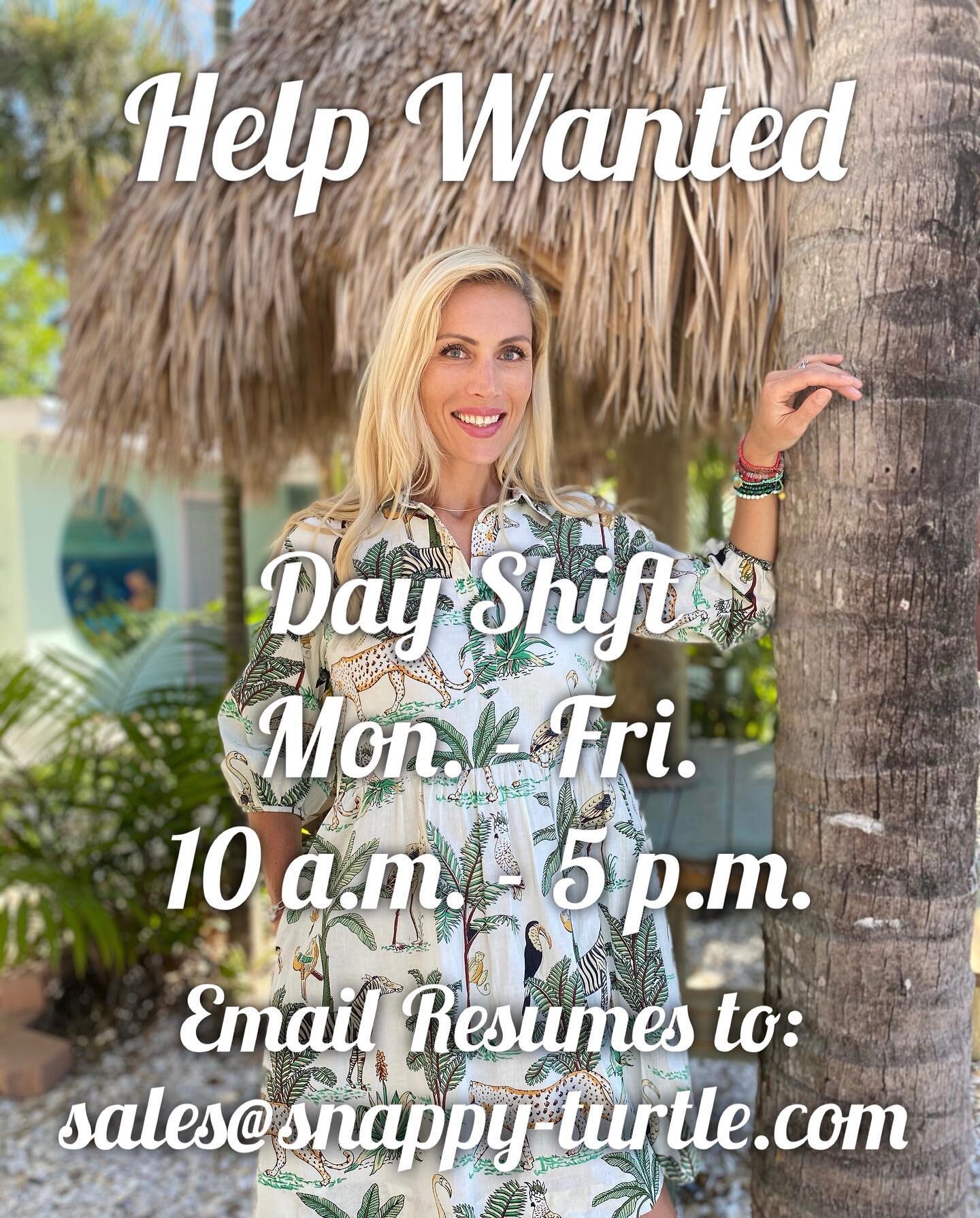 Love Shack is Hiring! ☀️🙌🏻🏝👗👙 Part-time &amp; Full-time...send resumes to sales@snappy-turtle.com #loveshackdelray #delraybeach #hiring #parttime #fulltime #dayshift