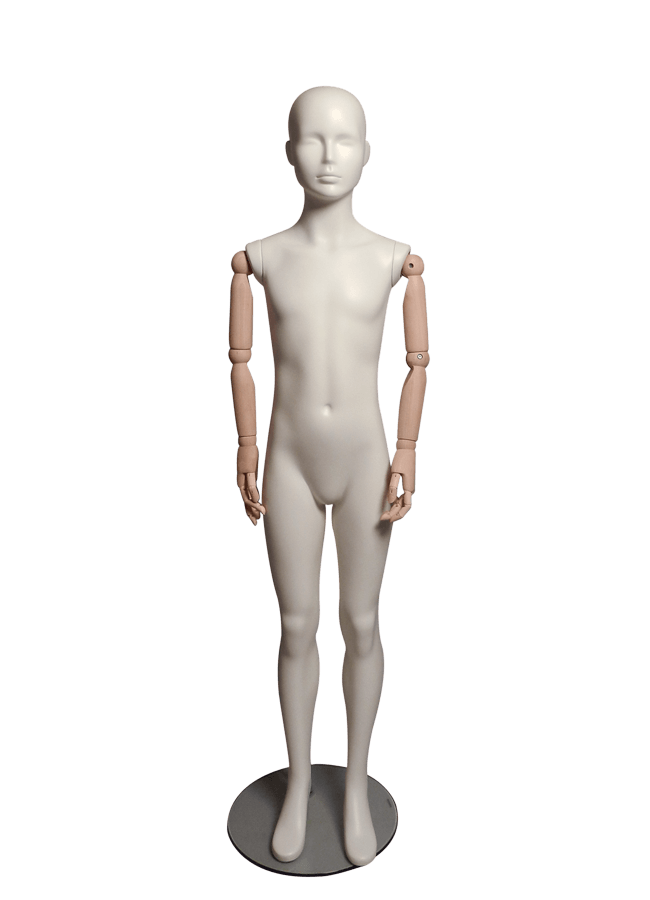 RETRO KIDS - 6 or 10 YEAR POSITION WOODEN ARTICULATION Height 56 3/4” Chest 26 1/4” Waist 24” Hip 28” Shoe 3-4