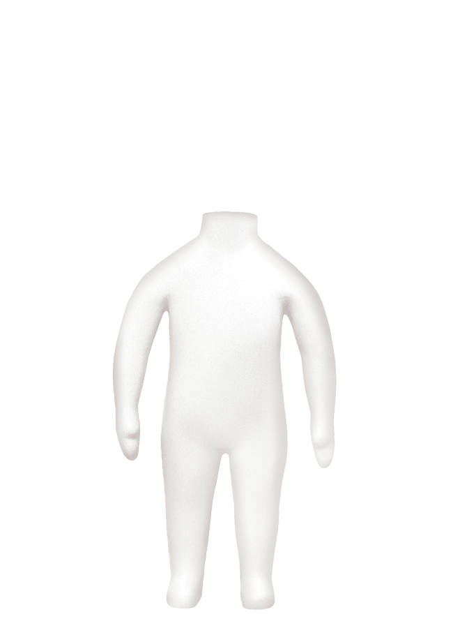 B-KIDS CP7L 20” Tall baby produced in B-lastic TM Height 20 ¼” Chest 17 ¾” Waist 17 ½” Hip 19”