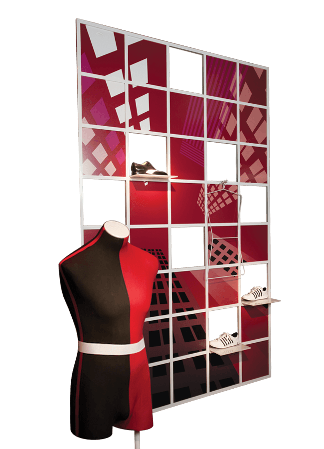 Modulaire Collection – Graphic/Merchandising Grid 71"w x 113"h Other finishes are availab