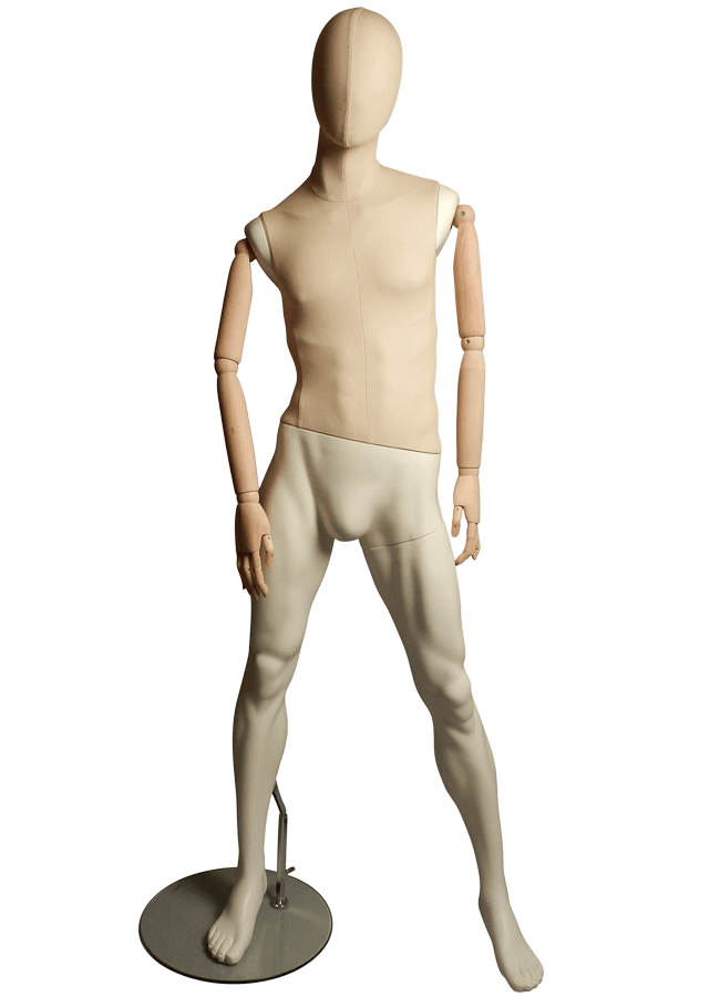 TOUGH RAW MALE POSITION 1 FABRIC COVERED HEAD &amp; TORSO WOODEN ARMS 