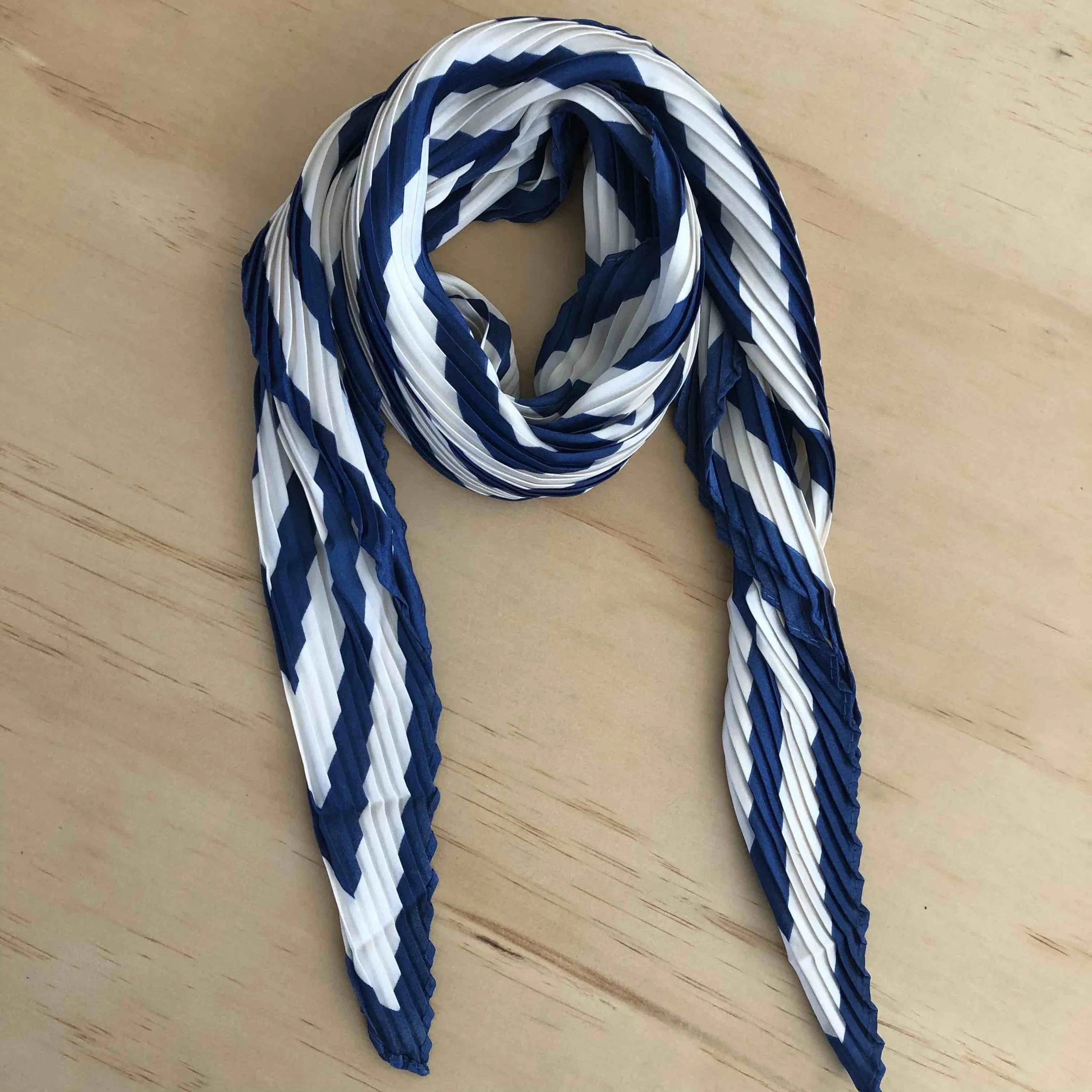 Blue and White Strip Crinkle Scarf .jpg