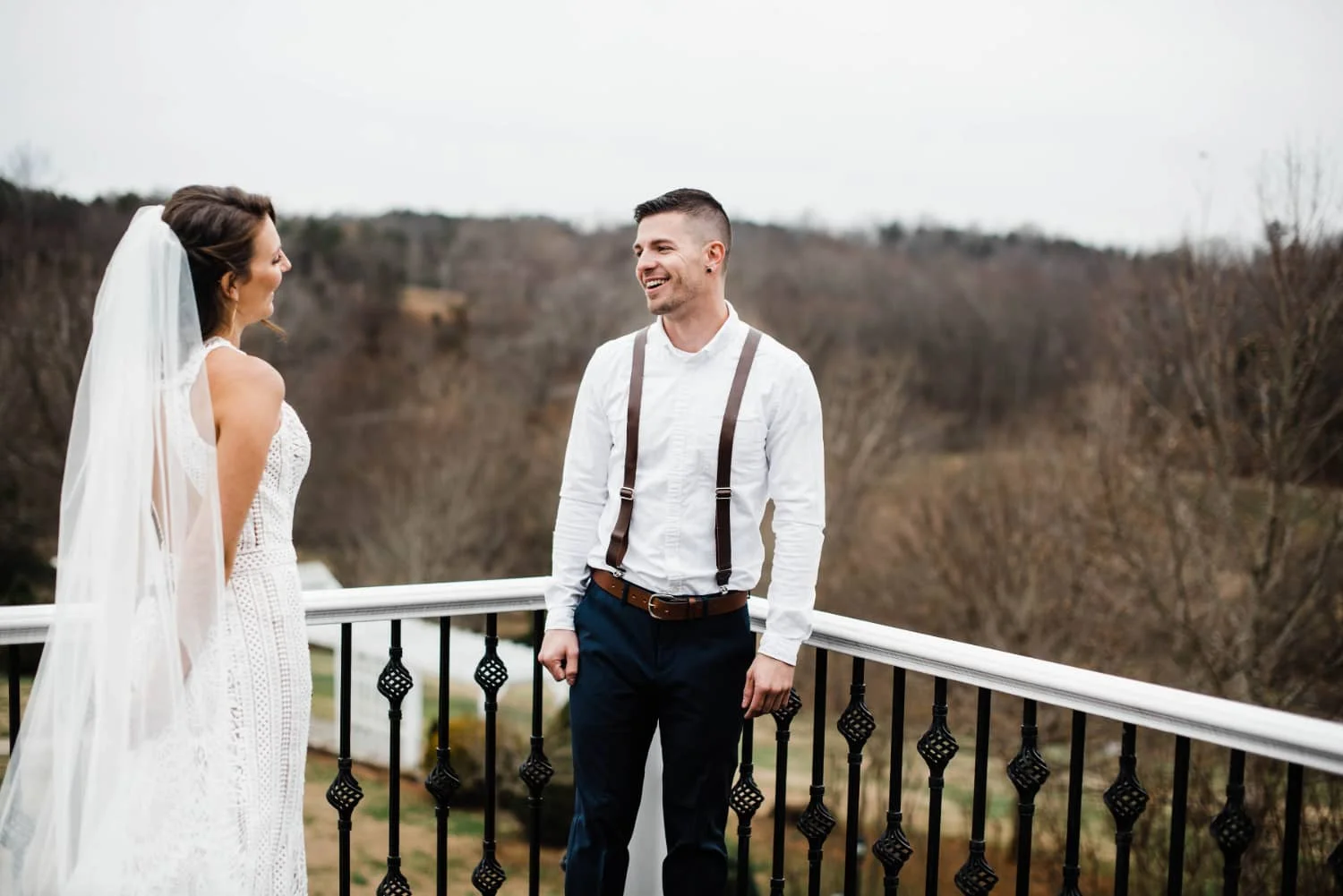 Bride and groom first look at Belle Garden.jpg