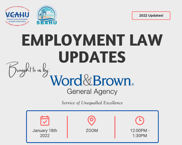 Employment Law Updates • Online Event • January 18th • 12:00 - 1:30 pm
